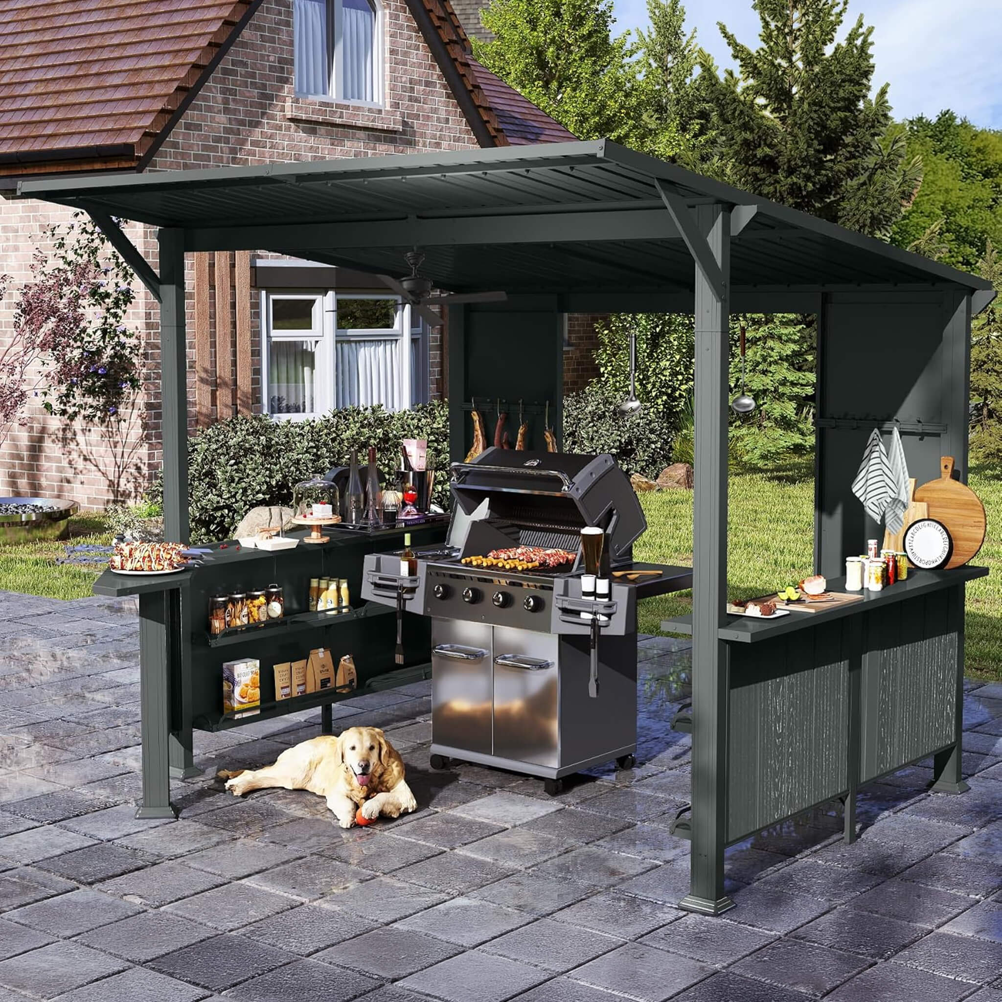 [09X10FT] Alora Modern Slanted Hardtop Alloy Steel Grill Gazebo (SAK32687) - Image 9