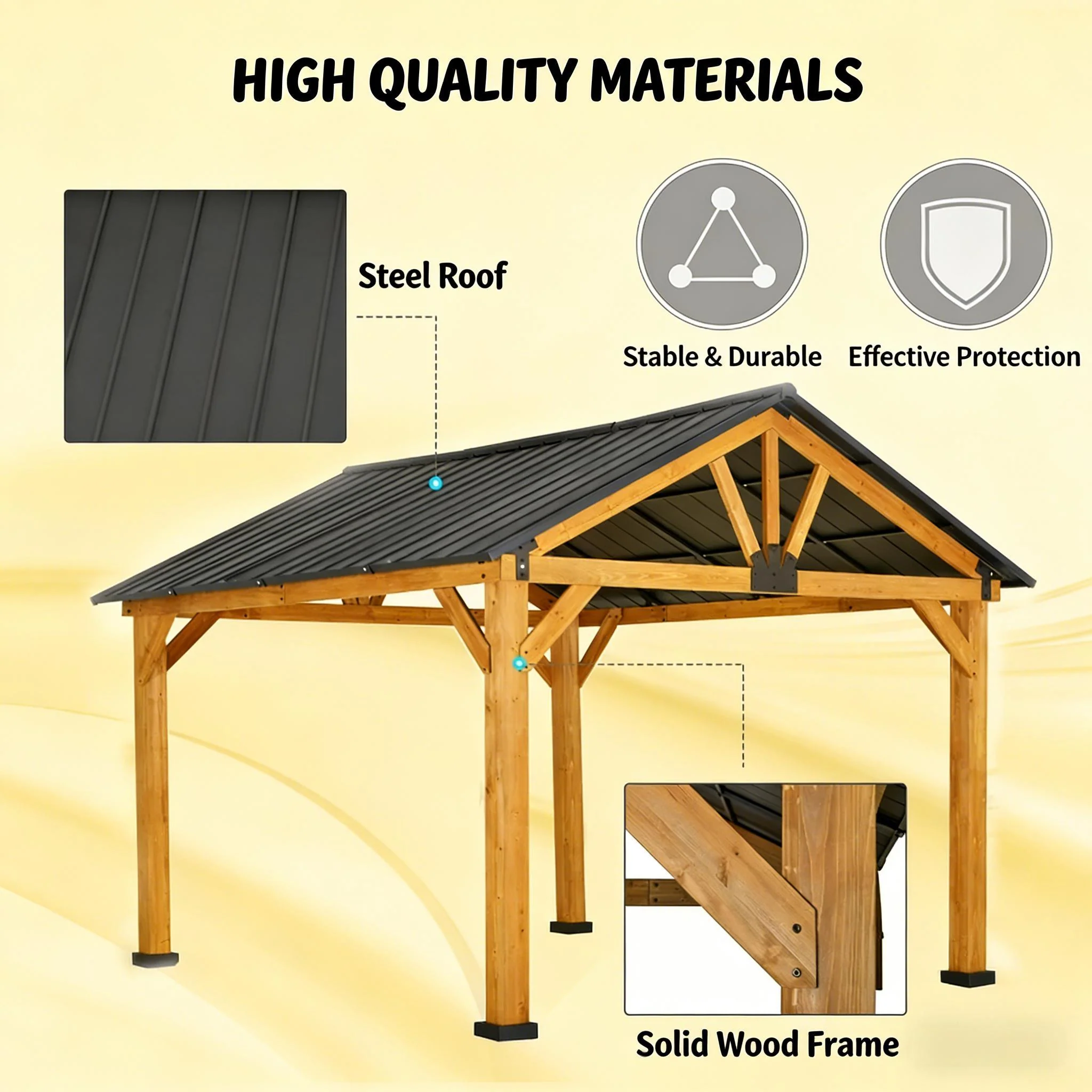 [09X11FT] Premium Outdoor Hardtop Patio Backyard Gazebo (SAK86341) - Image 4