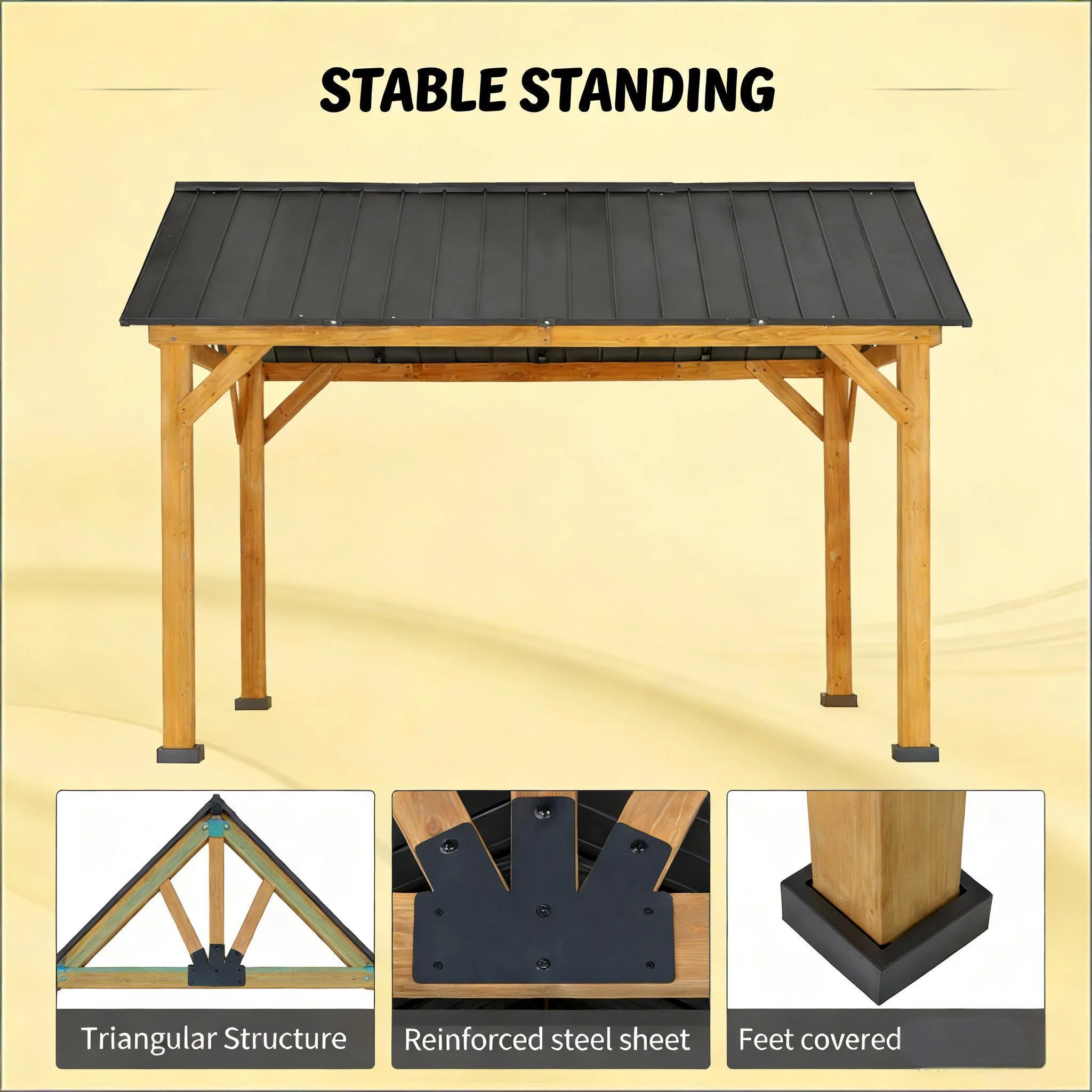 [09X11FT] Premium Outdoor Hardtop Patio Backyard Gazebo (SAK86341) - Image 6