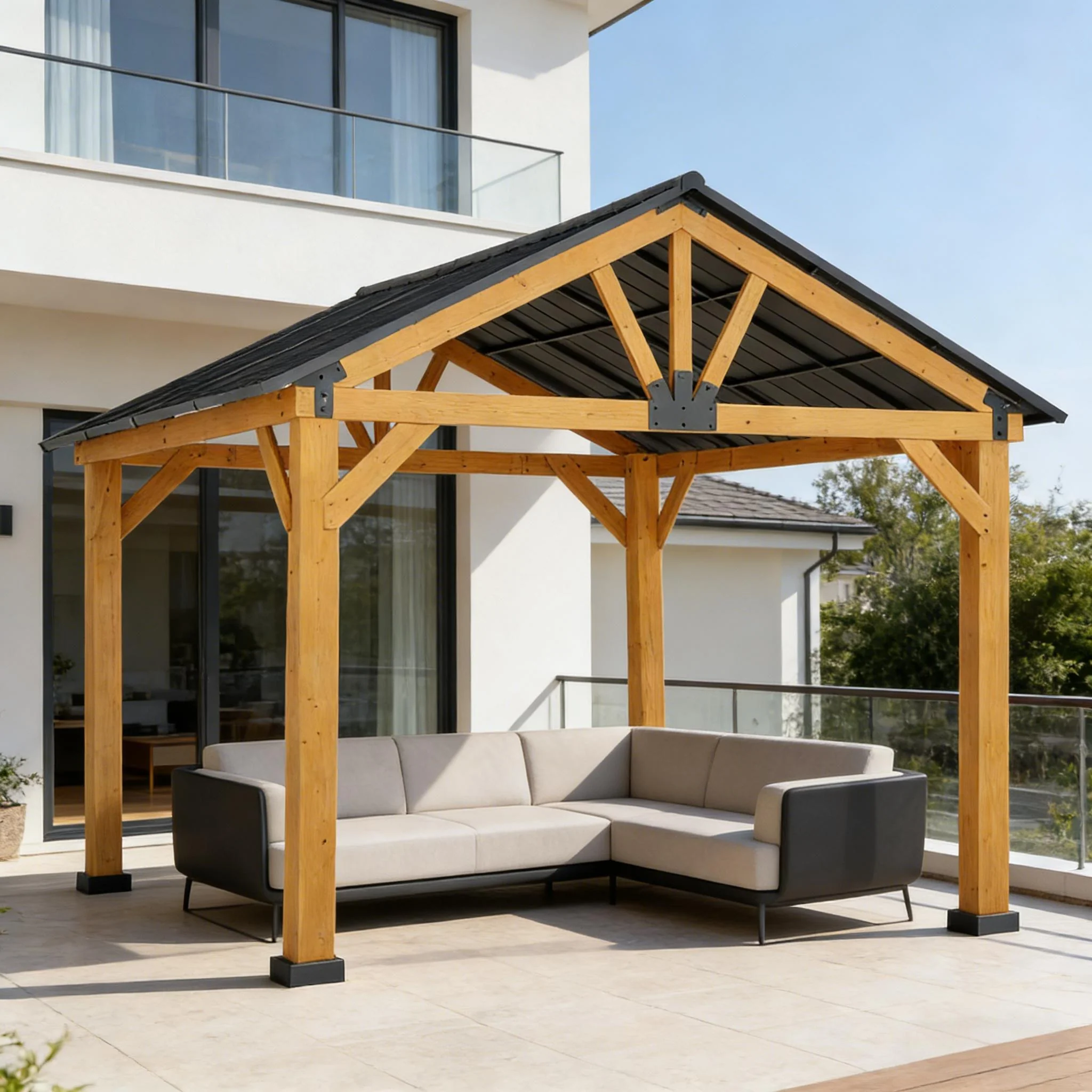 [09X11FT] Premium Outdoor Hardtop Patio Backyard Gazebo (SAK86341) - Image 7