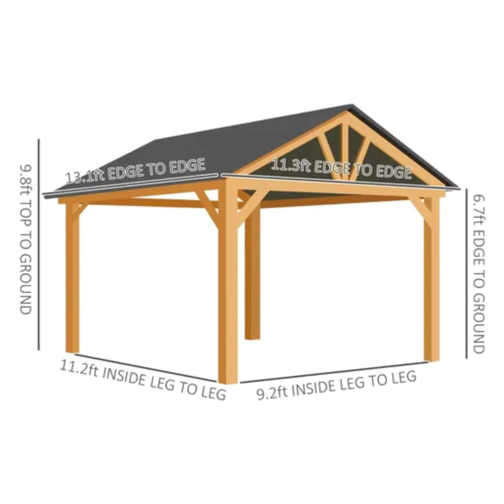 [09X11FT] Premium Outdoor Hardtop Patio Backyard Gazebo (SAK86341) - Image 8