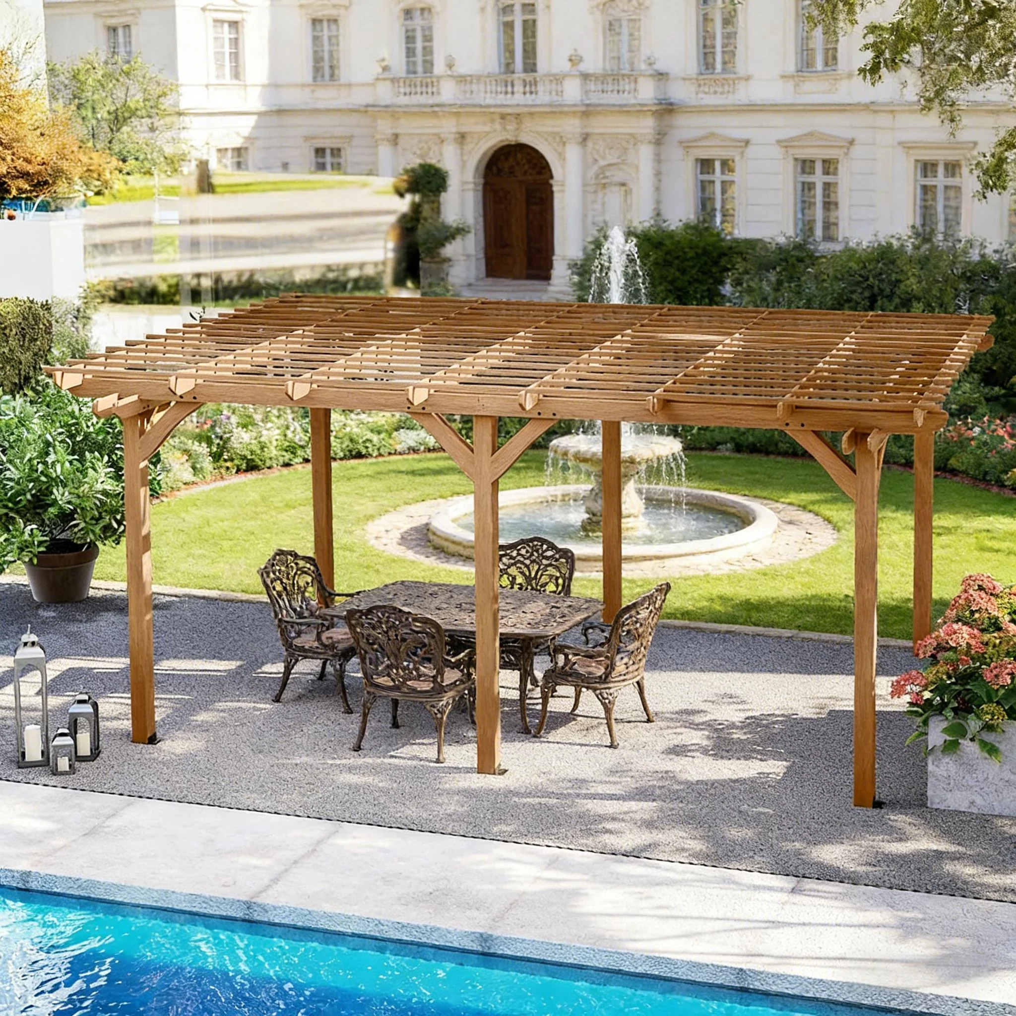 [09X12FT] Premium Outdoor Wooden Grape Trellis Pergola (SAK18579) - Image 3