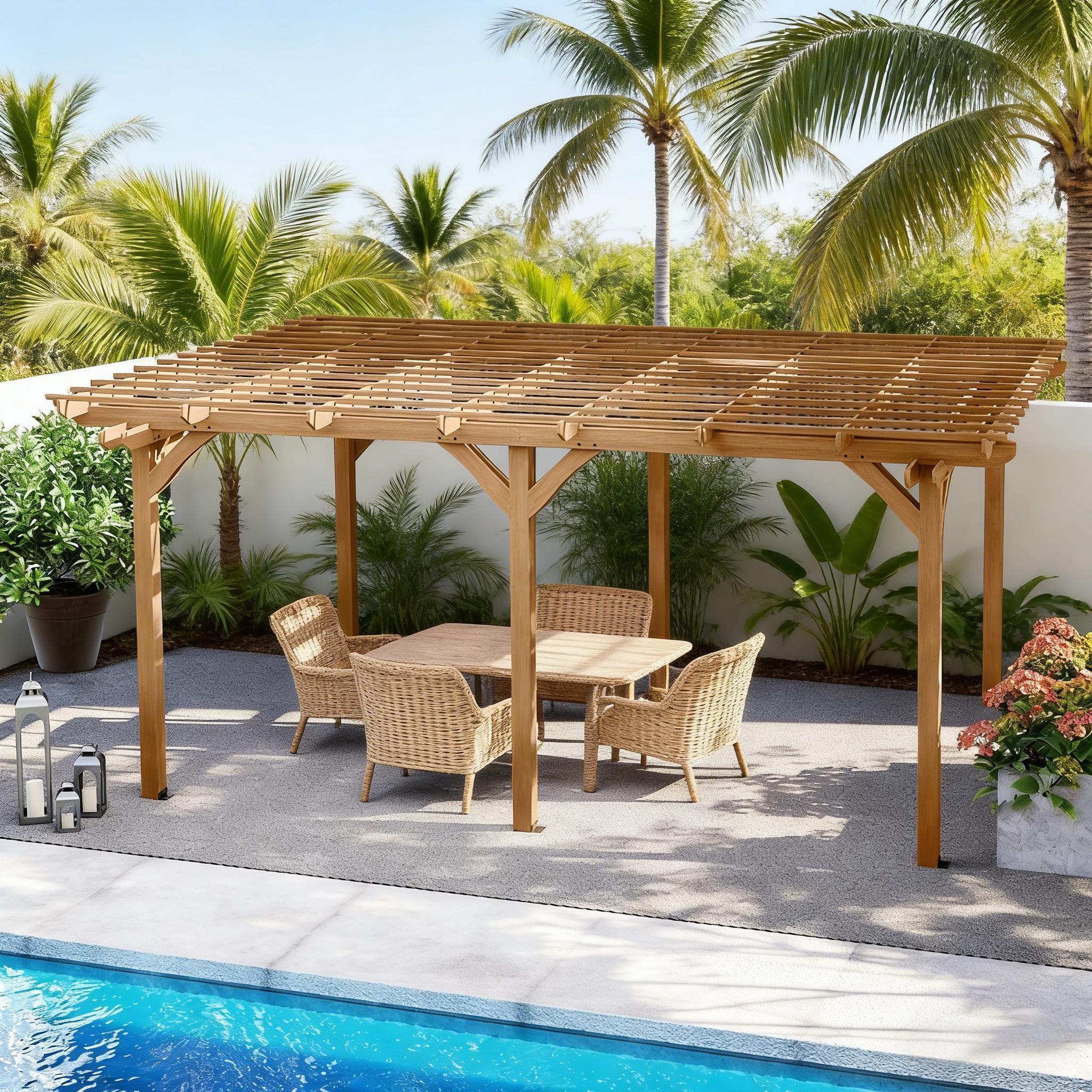 [09X12FT] Premium Outdoor Wooden Grape Trellis Pergola (SAK18579) - Image 9