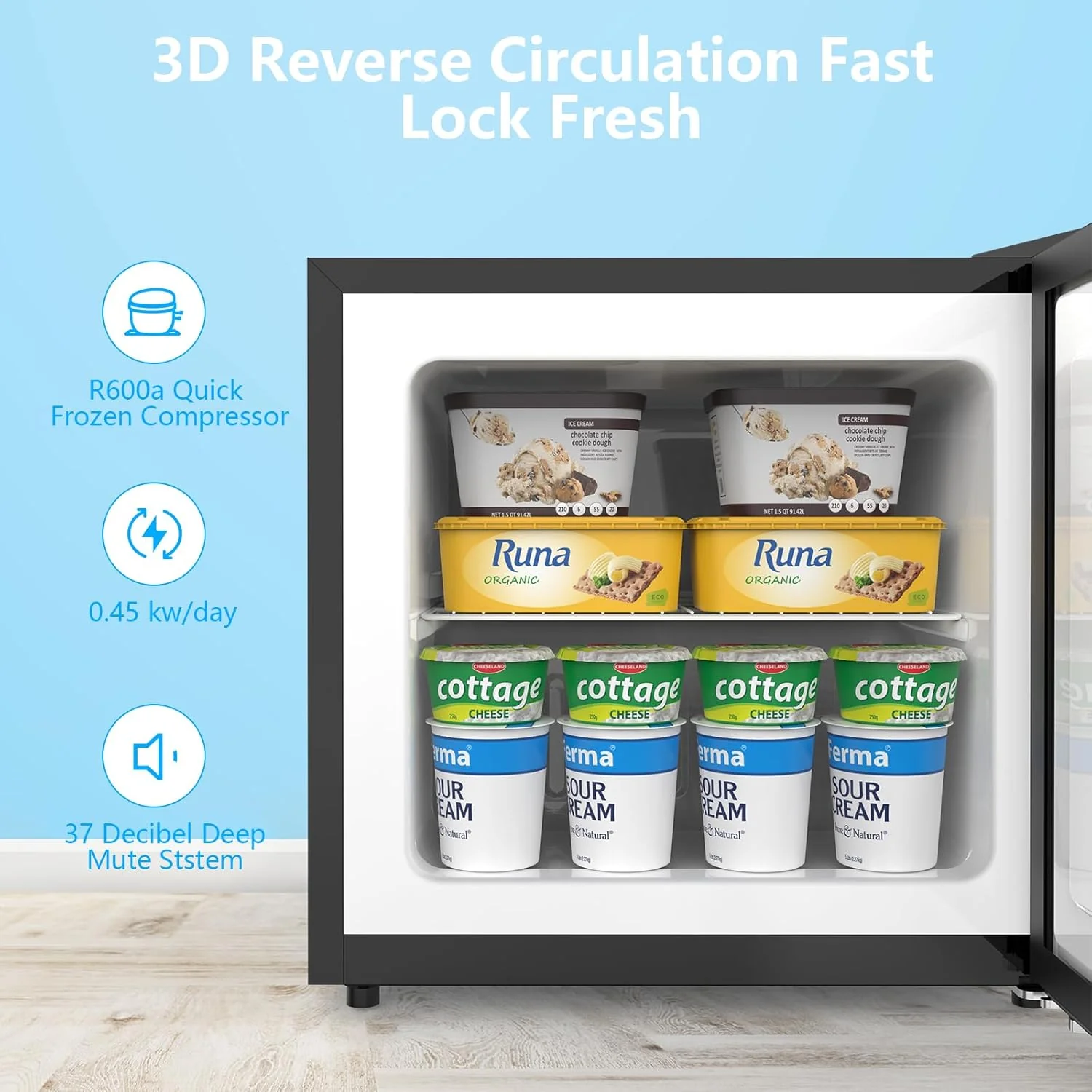 1.2 Cu.Ft Compact Mini Freezer - Image 3