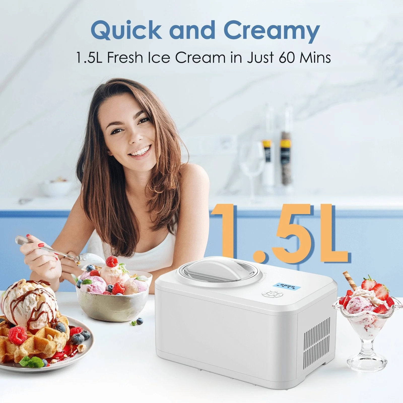 1.5L 2 in 1 Yogurt and Ice Cream Maker IC3915Y - Image 4