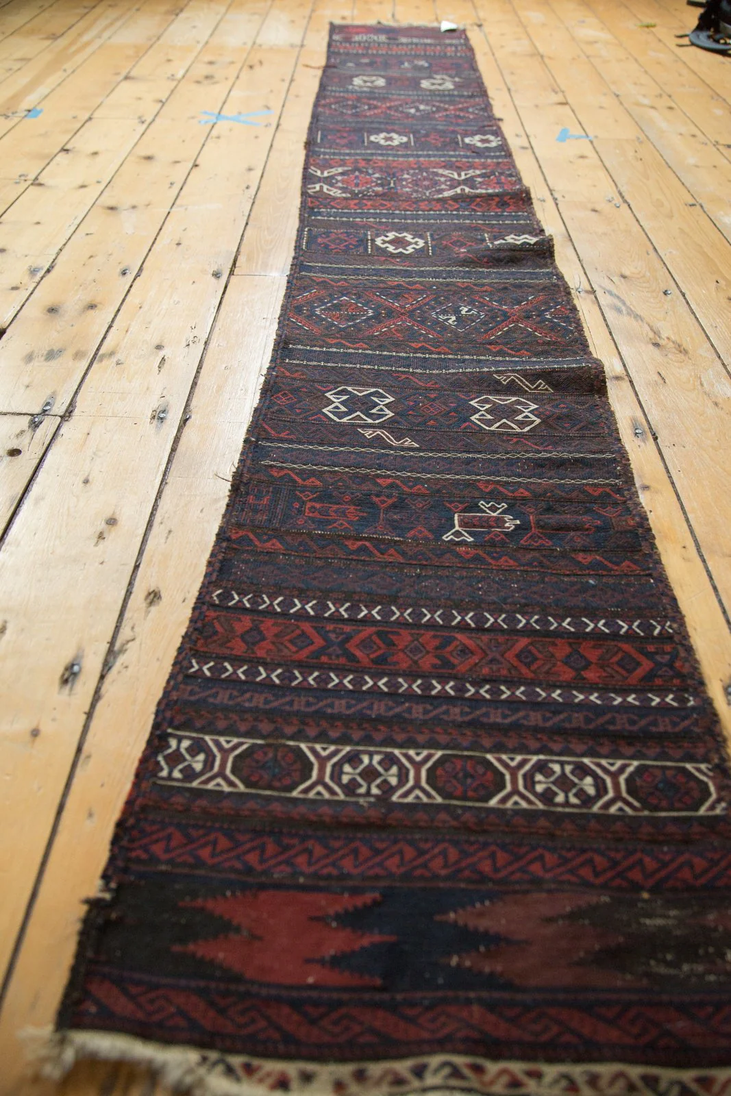 1.5x10.5 Antique Belouch Soumac Rug Runner - Image 10