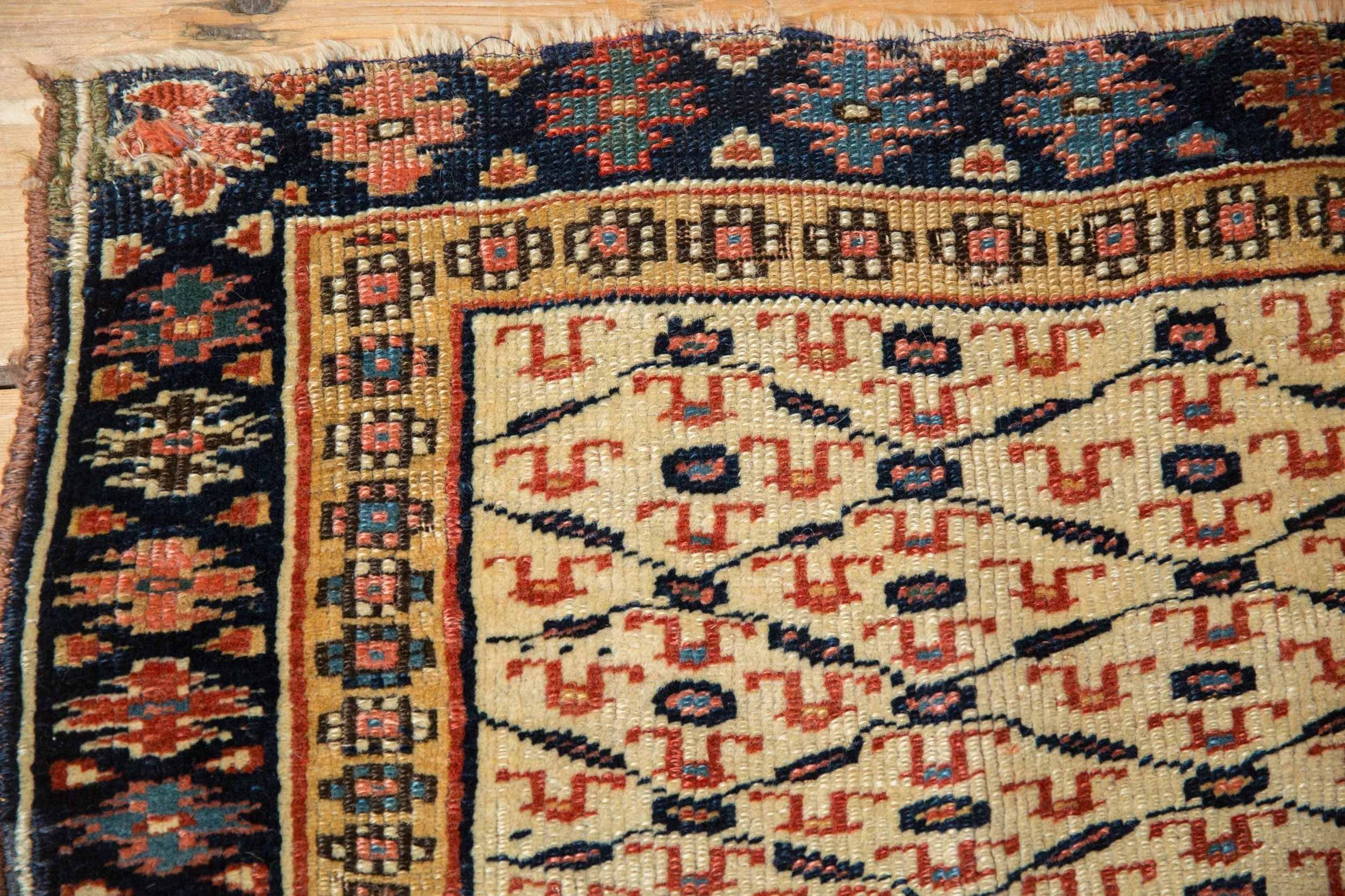 1.5x2 Antique Kurdish Square Rug Mat - Image 3