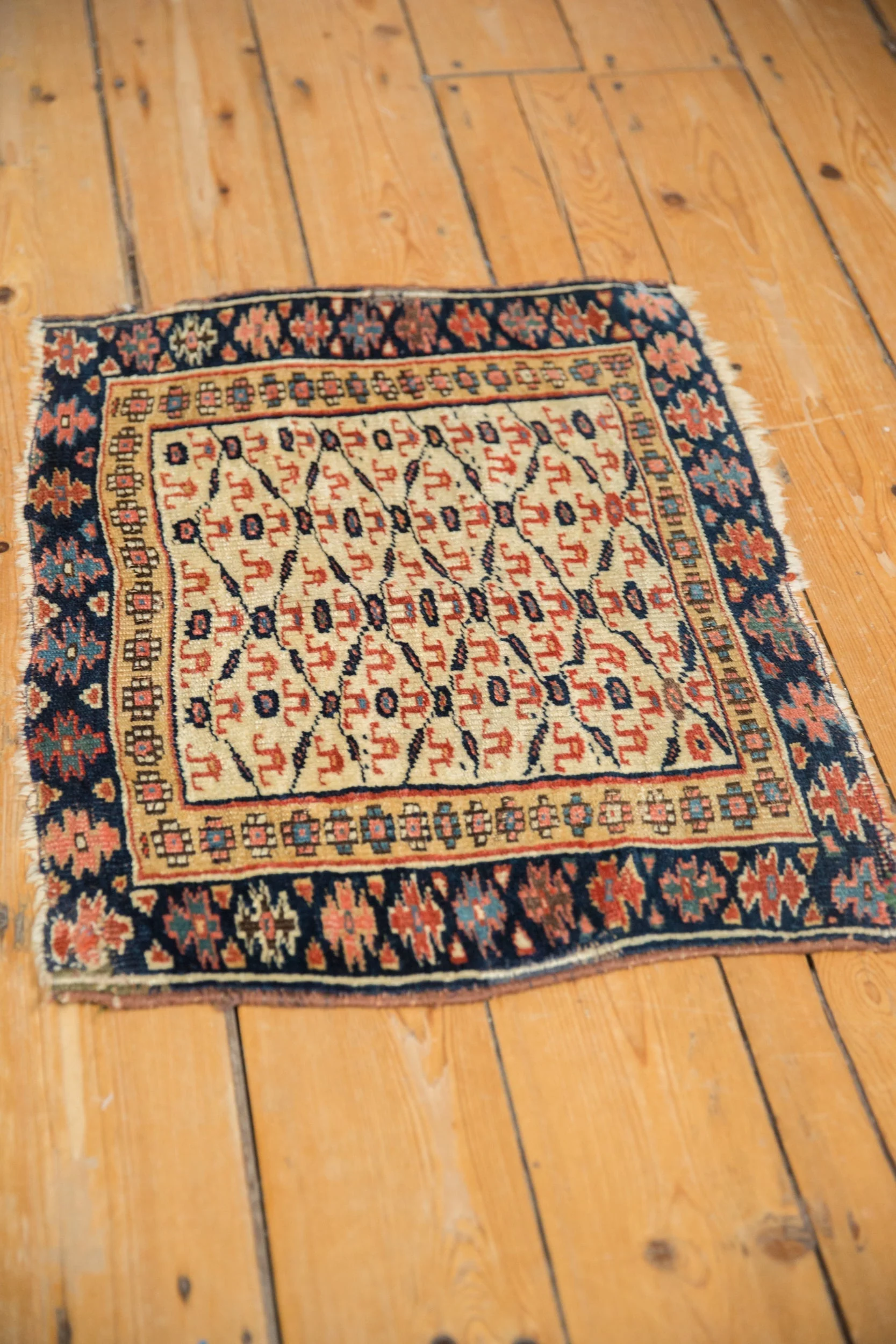1.5x2 Antique Kurdish Square Rug Mat - Image 5