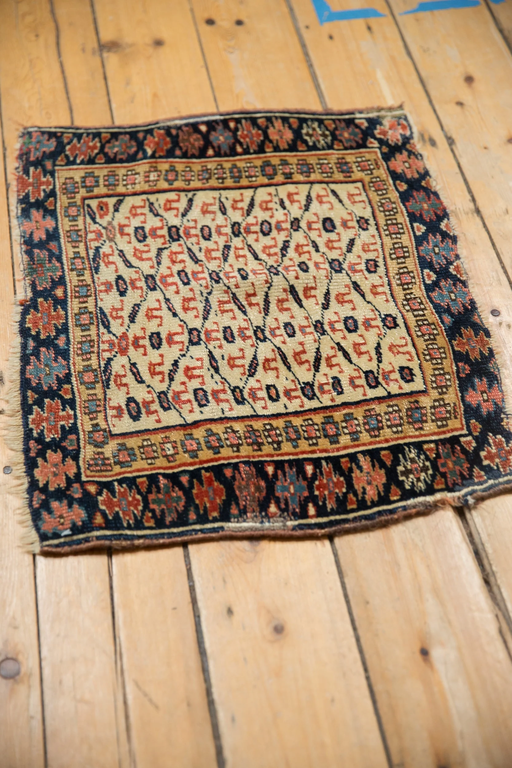 1.5x2 Antique Kurdish Square Rug Mat - Image 6