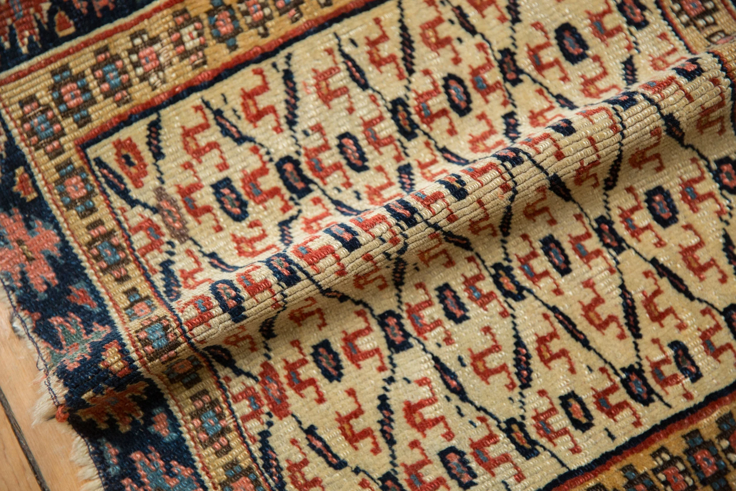 1.5x2 Antique Kurdish Square Rug Mat - Image 7