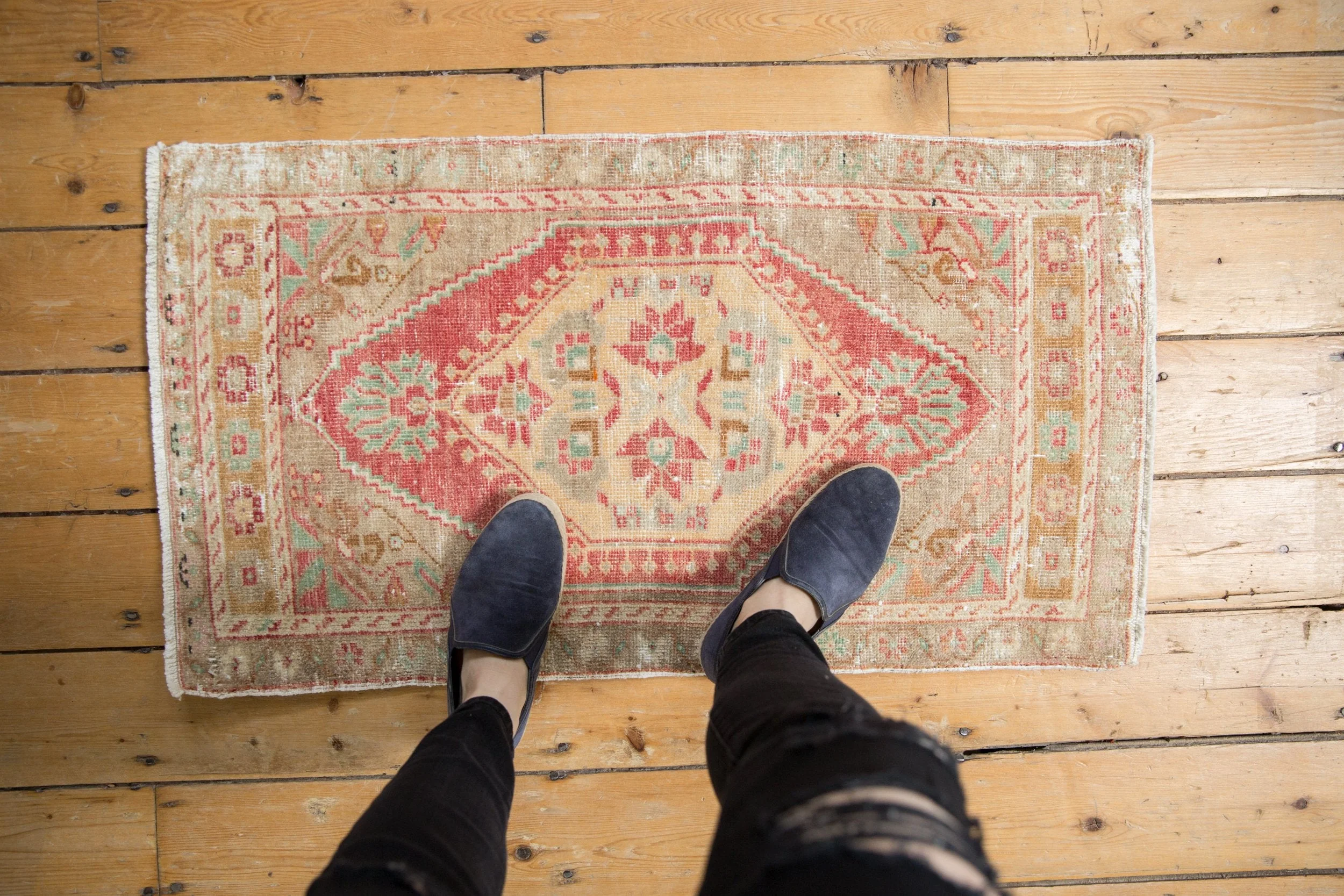 1.5x3.5 Vintage Distressed Oushak Rug Mat Runner - Image 2