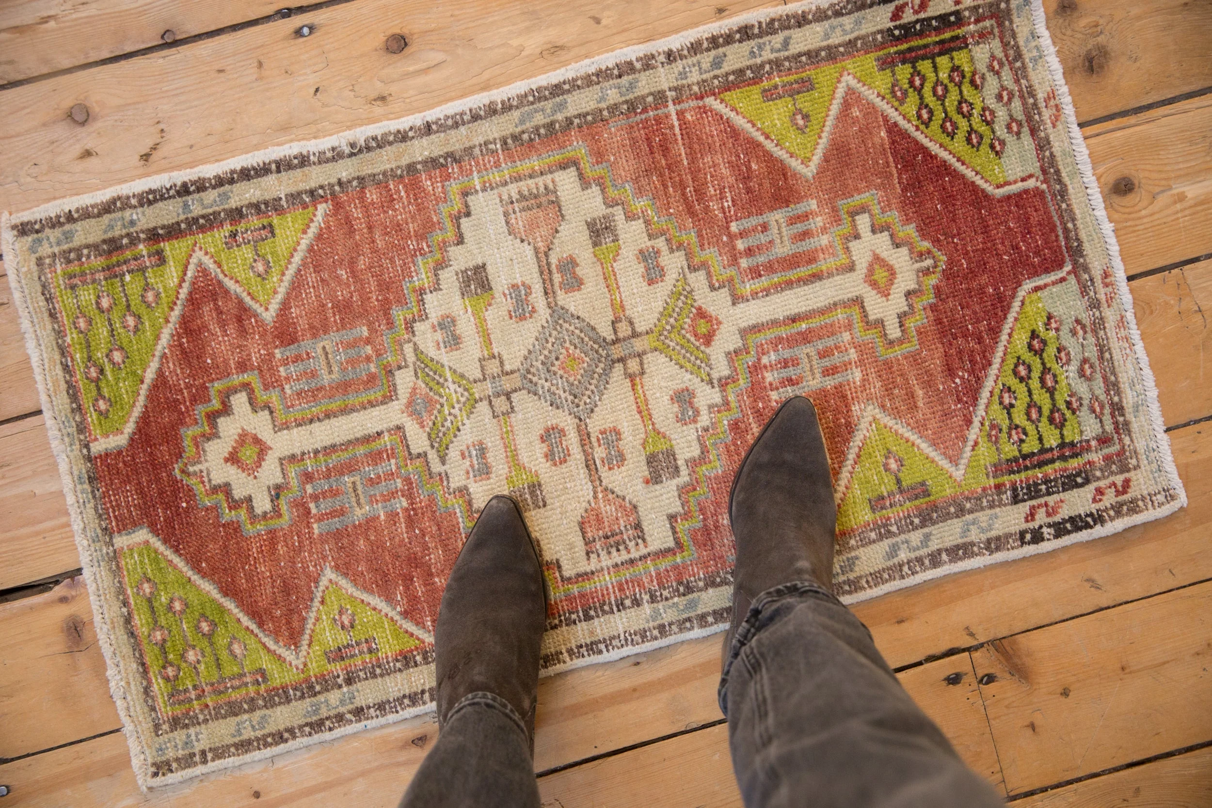 1.5x3 Vintage Distressed Oushak Rug Mat - Image 2