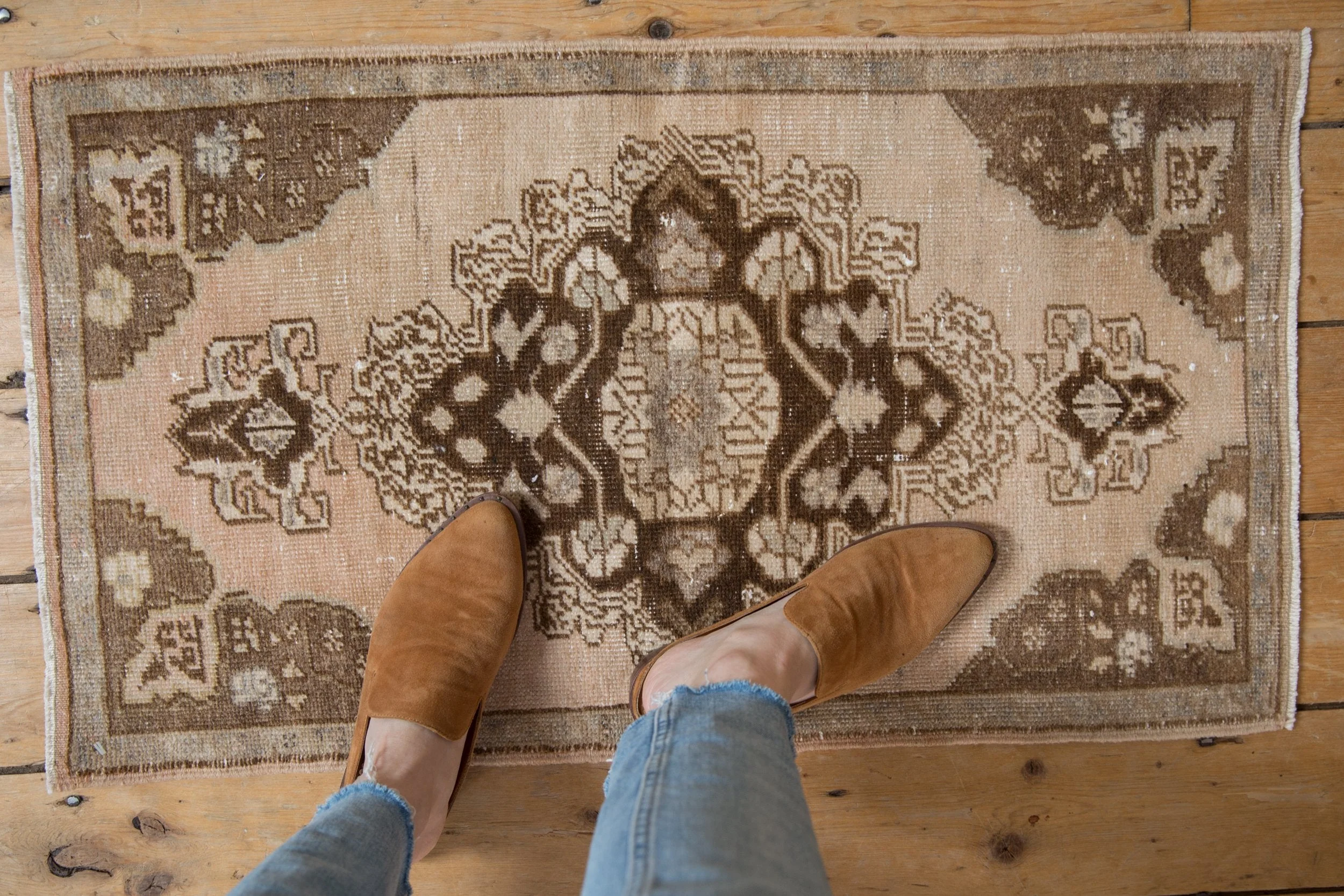 1.5x3 Vintage Distressed Oushak Rug Mat - Image 2