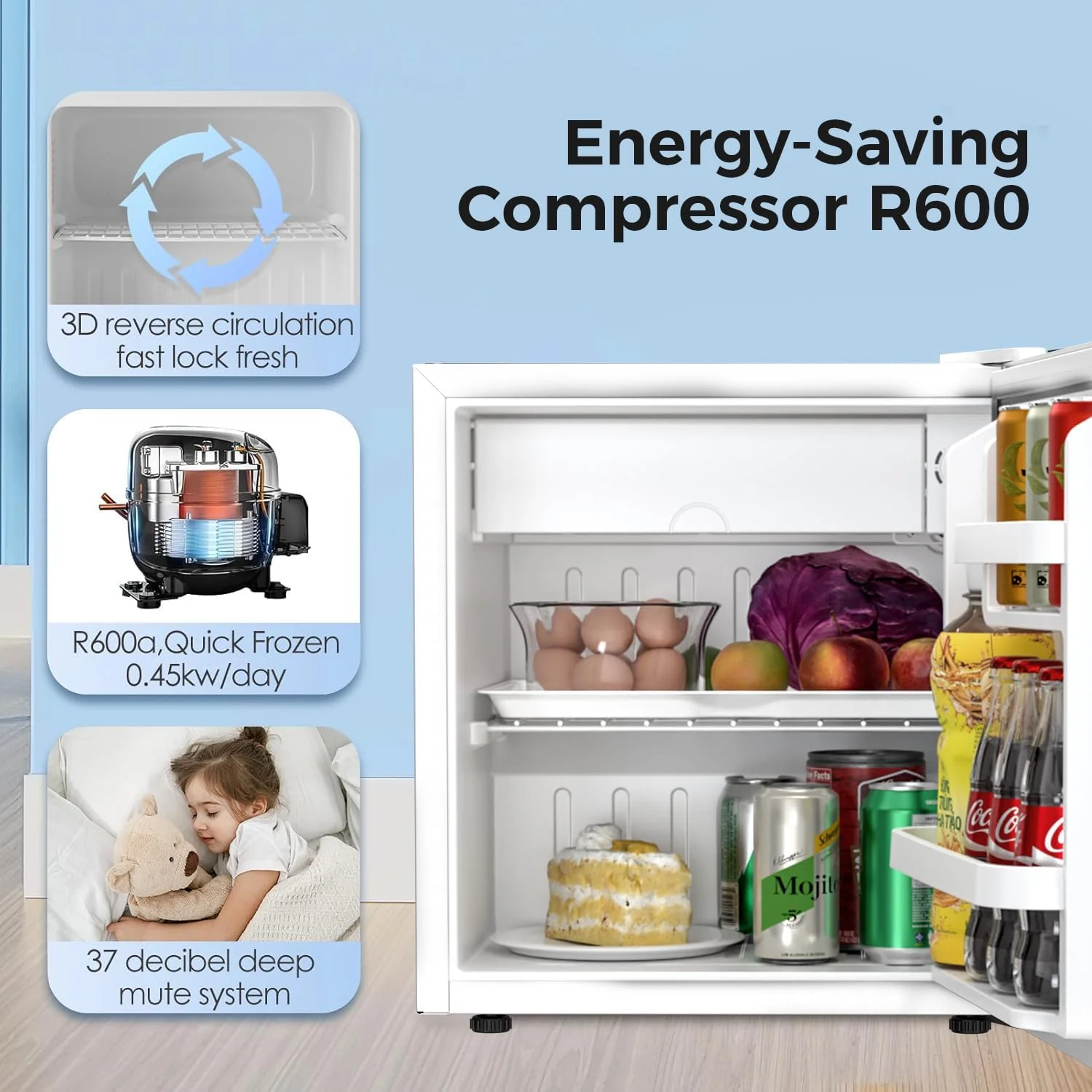 2.6\3.2 cu. ft Mini Fridge with Freezer - Image 10