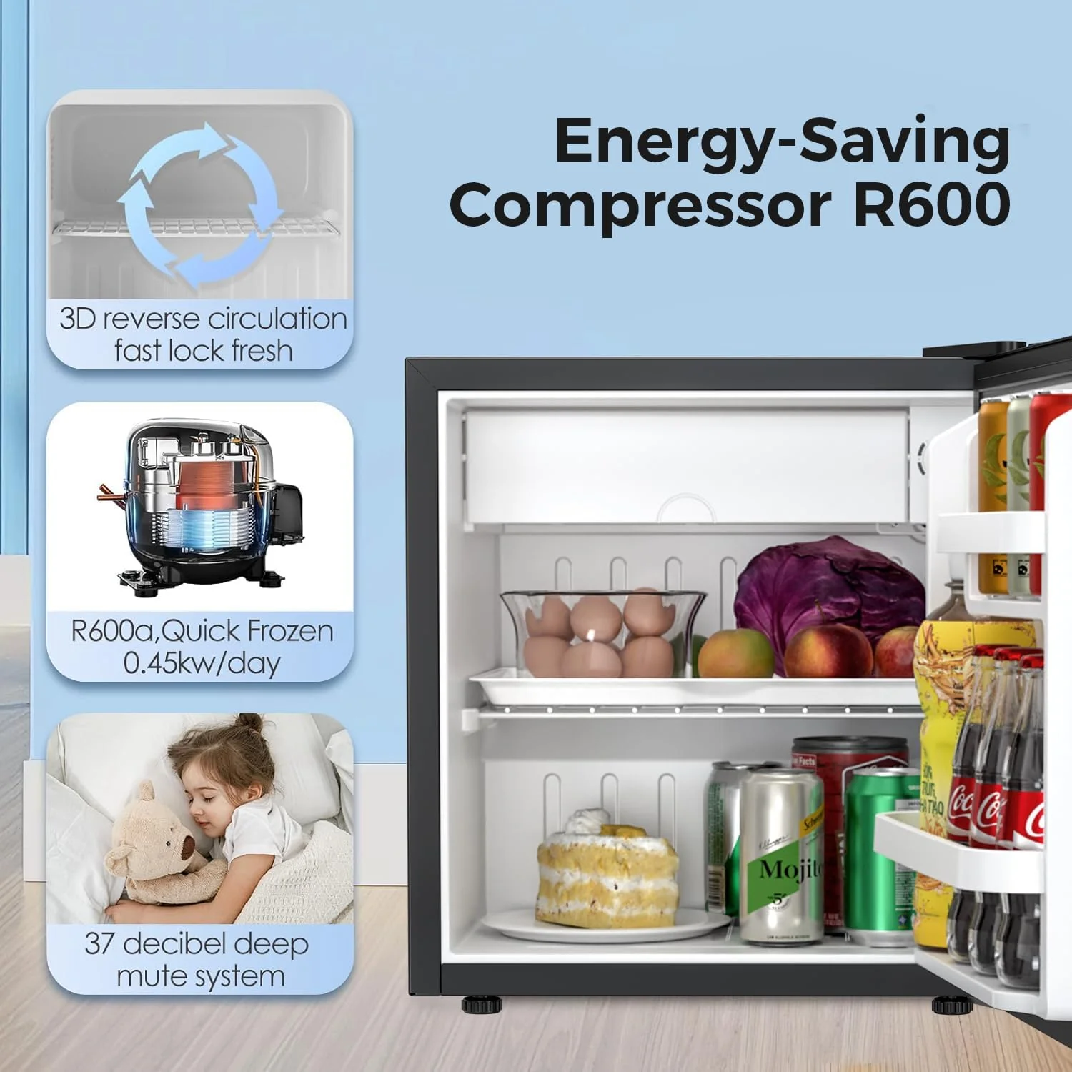 2.6\3.2 cu. ft Mini Fridge with Freezer - Image 3