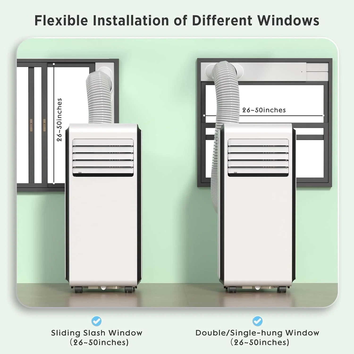 10,000 BTU Portable Air Conditioners Cool Room Up to 450 Sq.Ft, 4 Modes Portable AC with Remote/LED Display/24Hrs Timer - Image 6