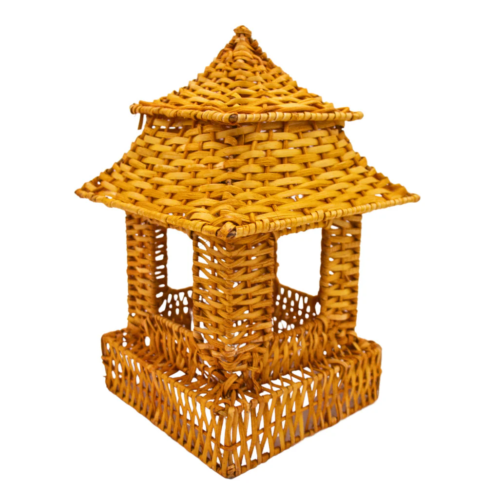 10 (+1 Free Bonus) Small Natural Rattan Pagoda Lanterns - Handmade - Image 10
