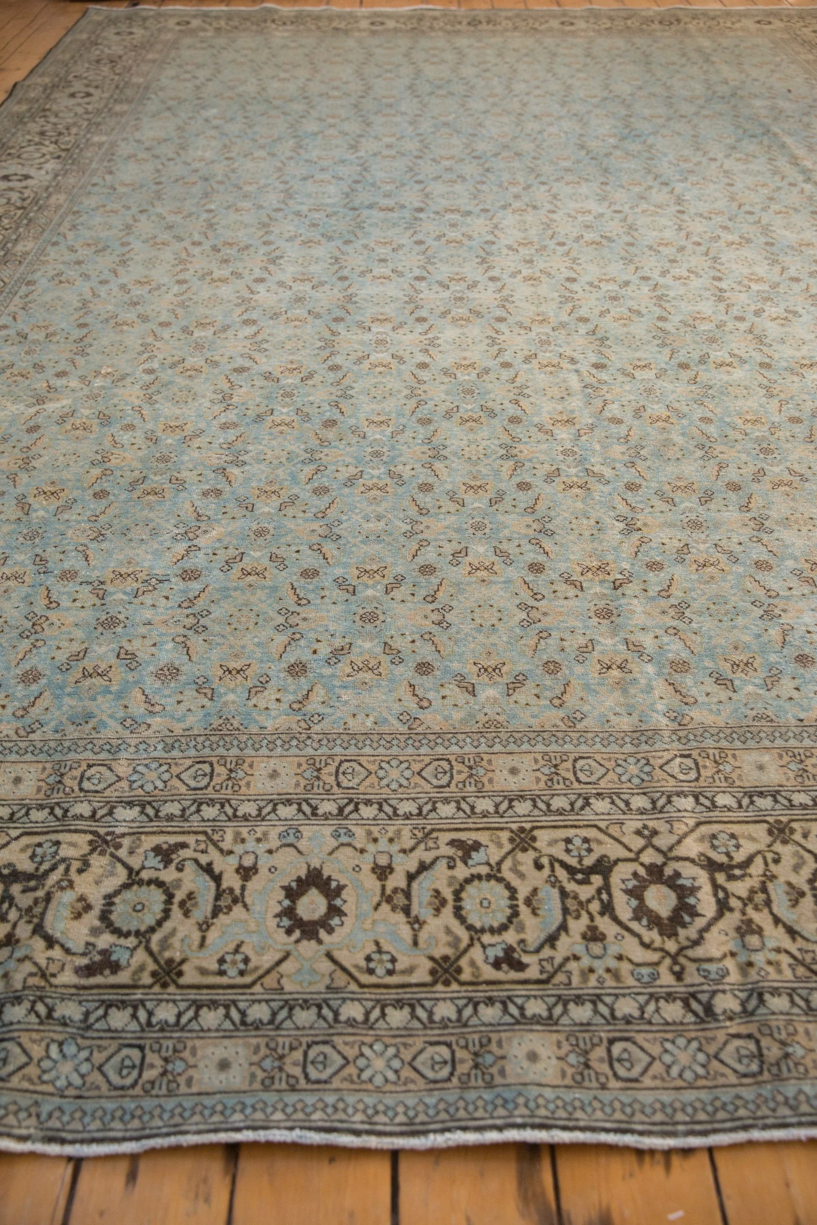 10.5x14 Vintage Distressed Tabriz Carpet - Image 9