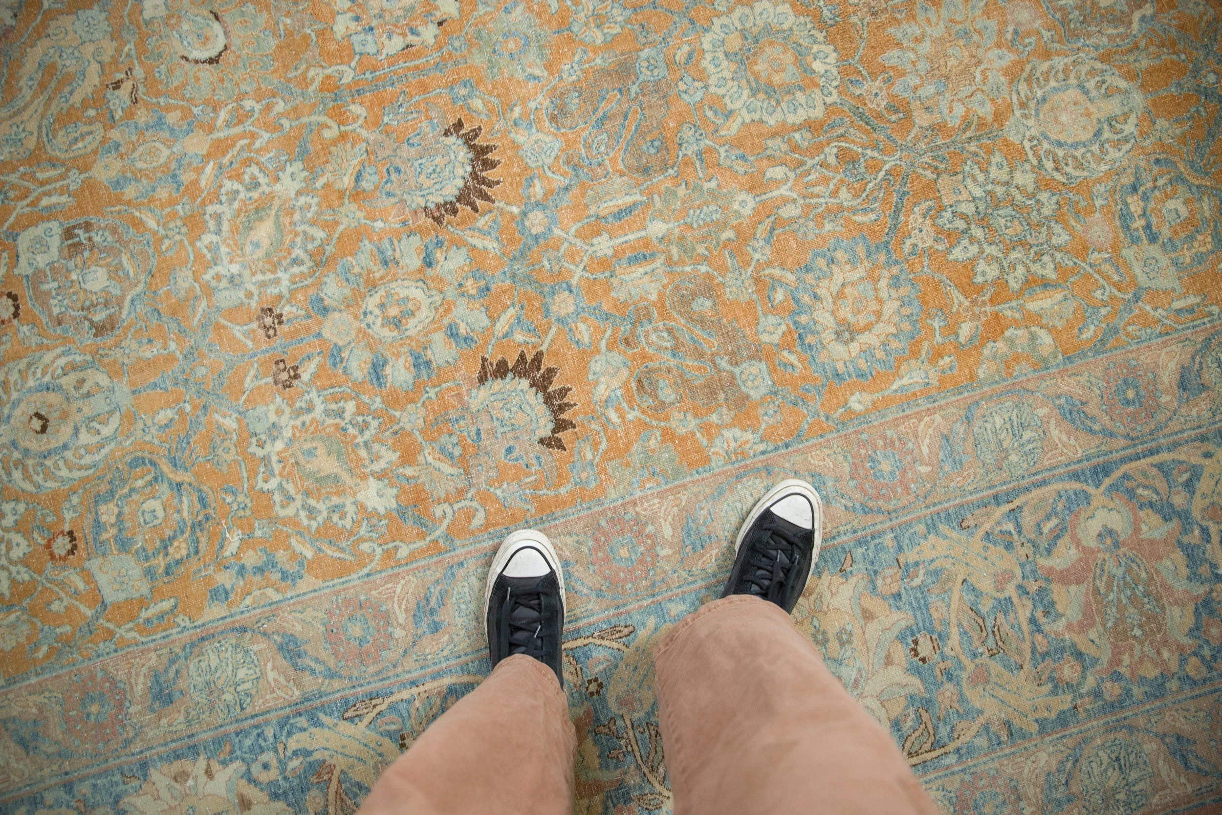 10.5x18.5 Vintage Distressed Tabriz Carpet - Image 2