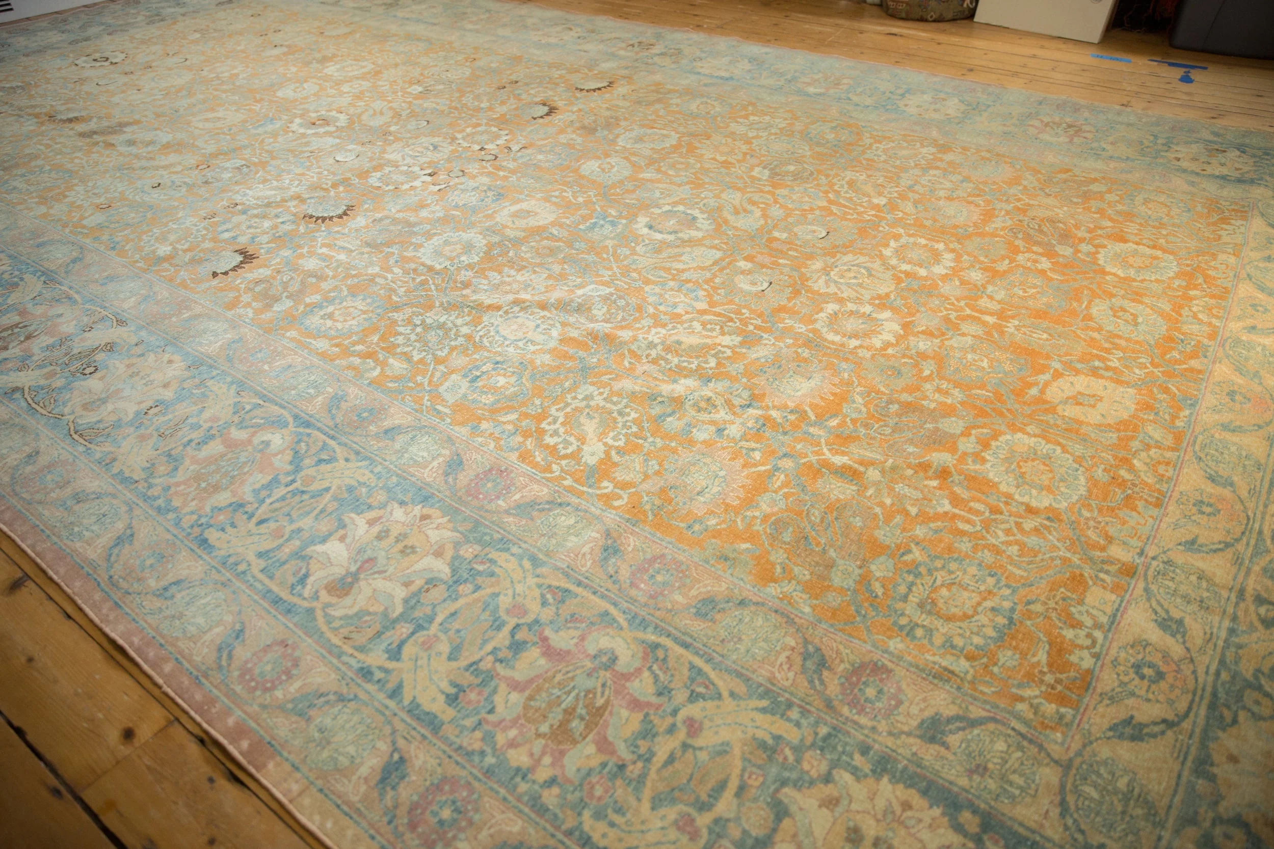 10.5x18.5 Vintage Distressed Tabriz Carpet - Image 4
