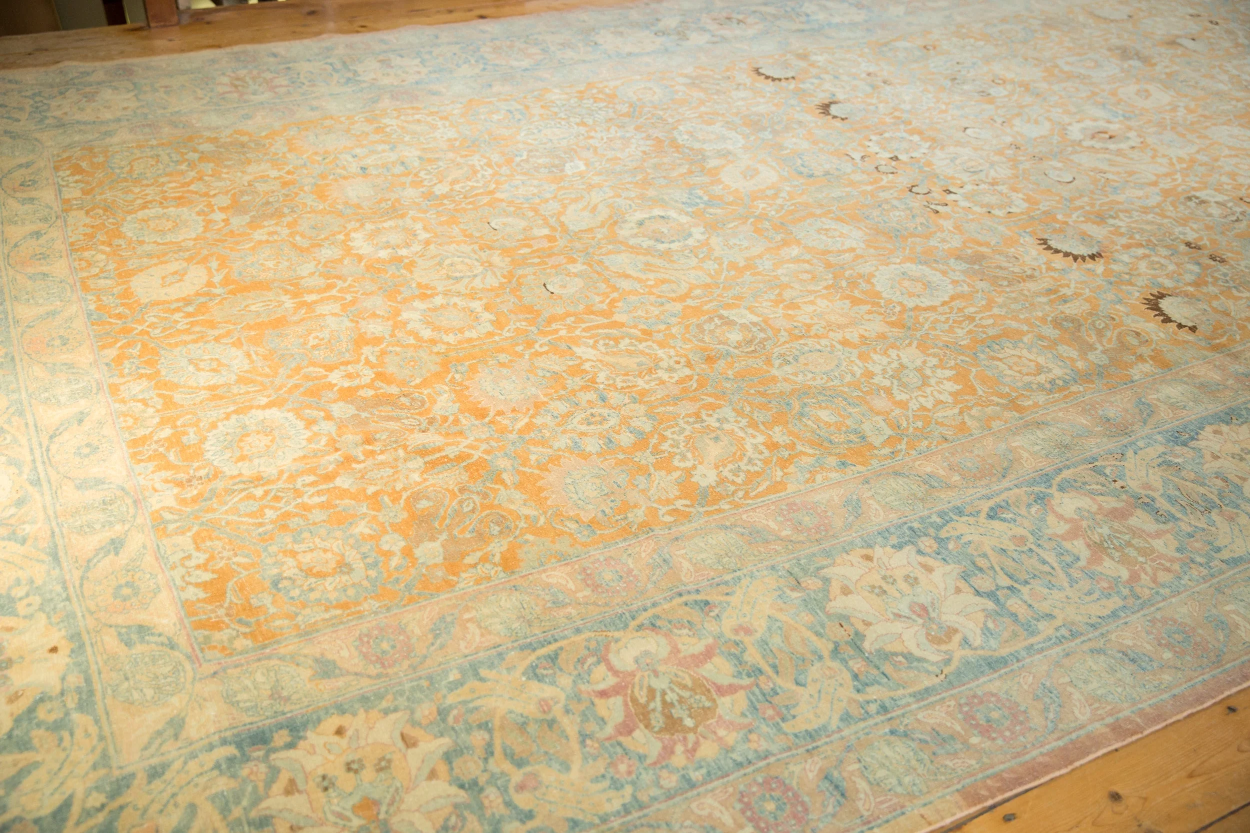 10.5x18.5 Vintage Distressed Tabriz Carpet - Image 6