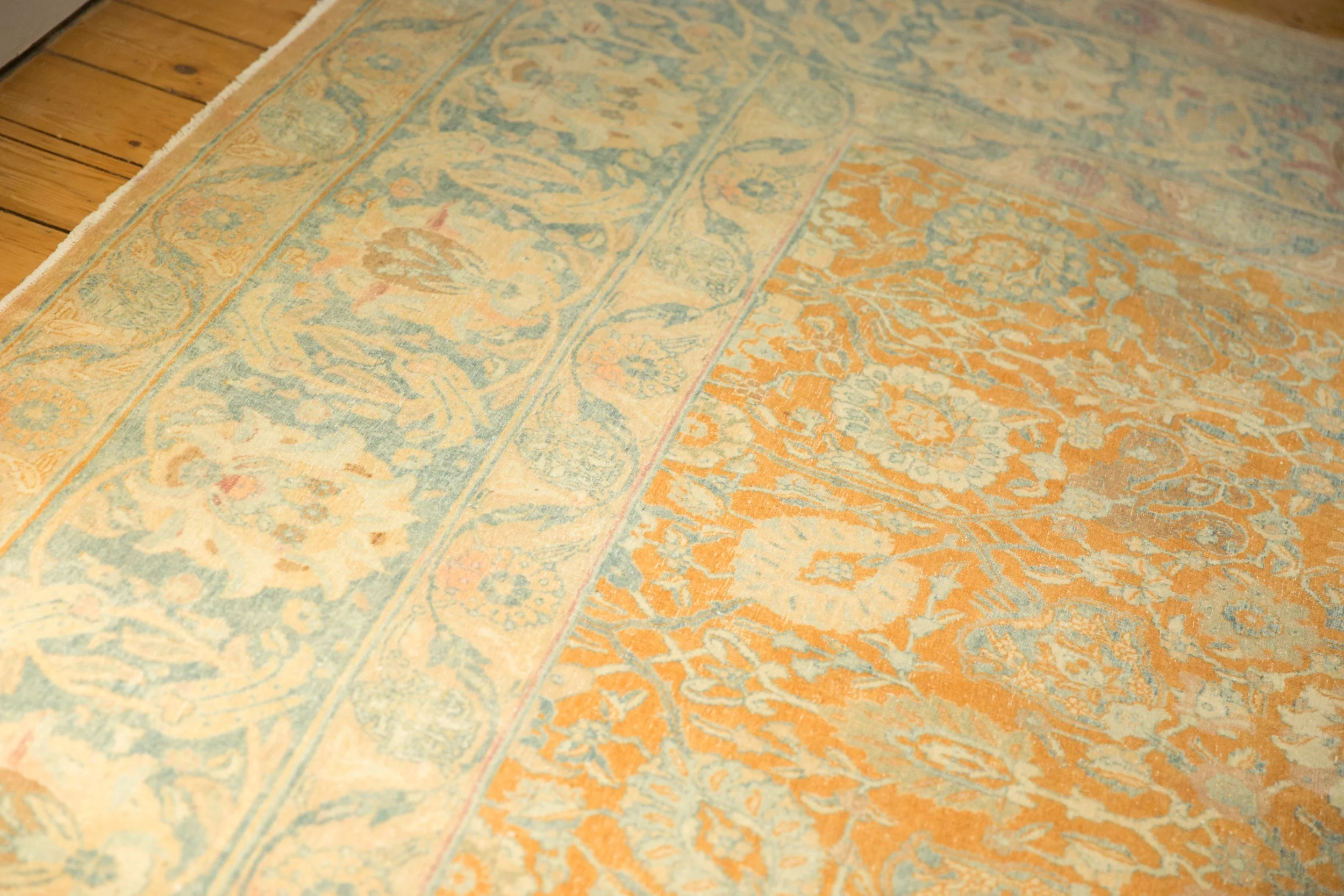 10.5x18.5 Vintage Distressed Tabriz Carpet - Image 8