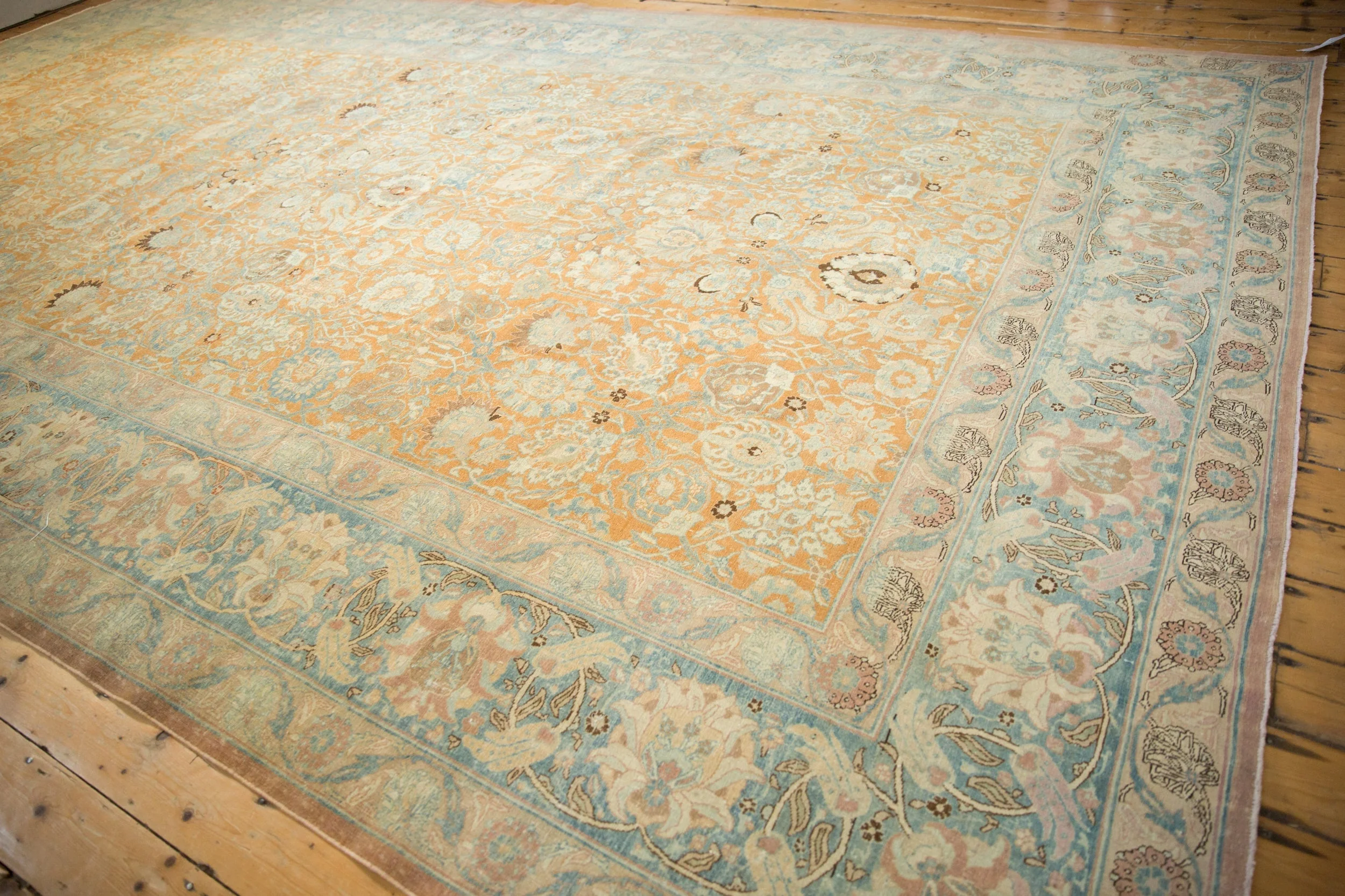 10.5x18.5 Vintage Distressed Tabriz Carpet - Image 9