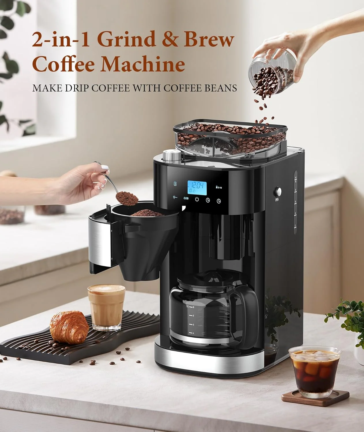 10-Cup Drip Coffee Maker with Built-In Grinde CM8025 - Image 2