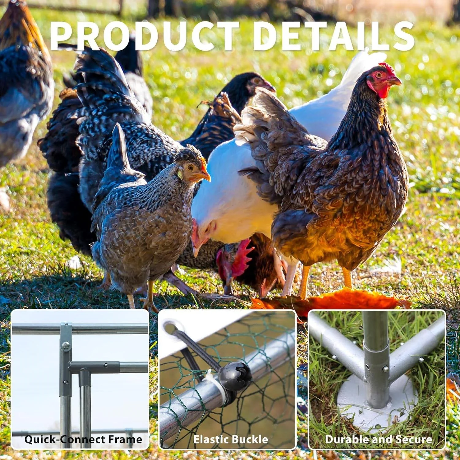 10-Ft x 6.5-Ft Outdoor Walk-in Metal Chicken Coop with Water-Resistant Cover - Image 2