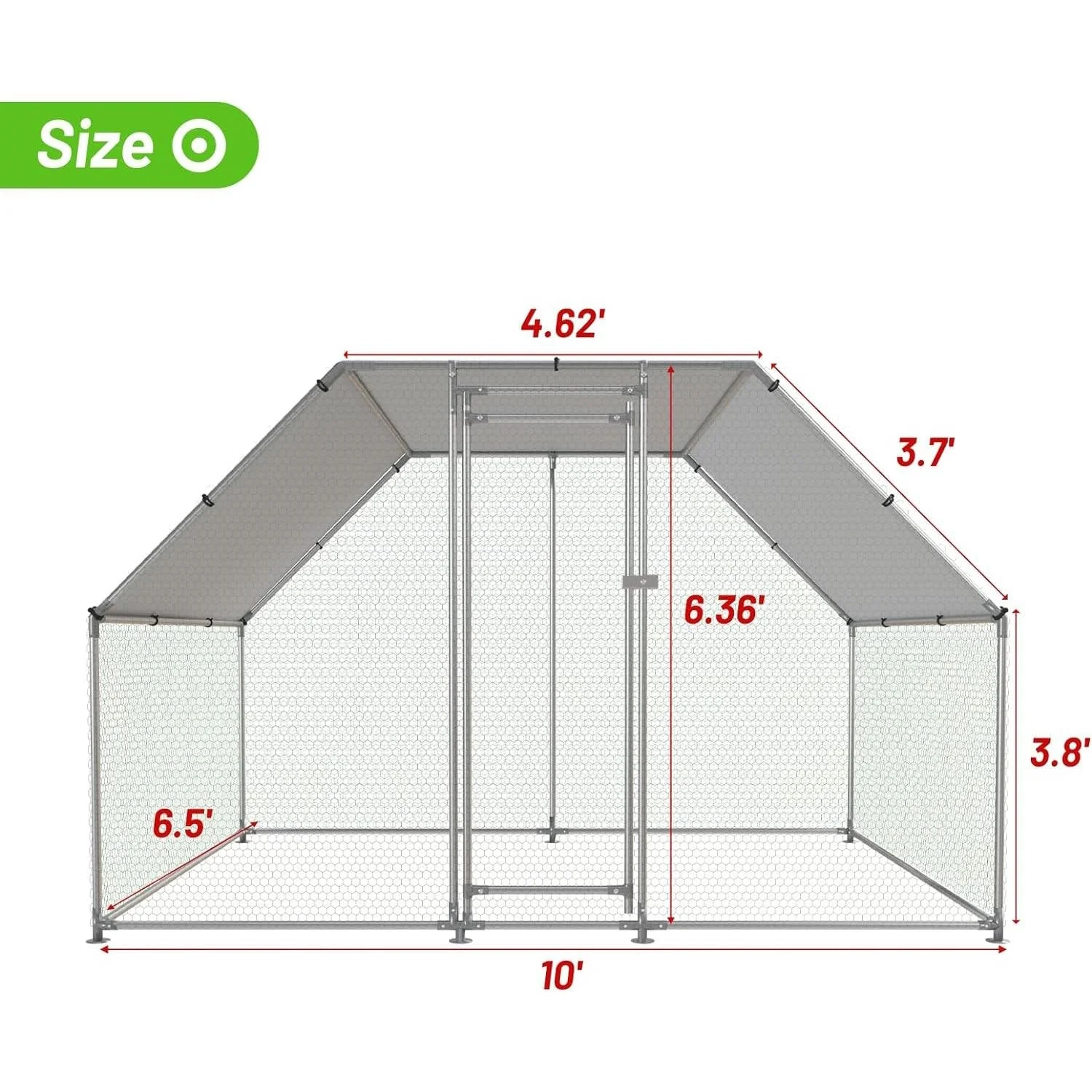 10-Ft x 6.5-Ft Outdoor Walk-in Metal Chicken Coop with Water-Resistant Cover - Image 5