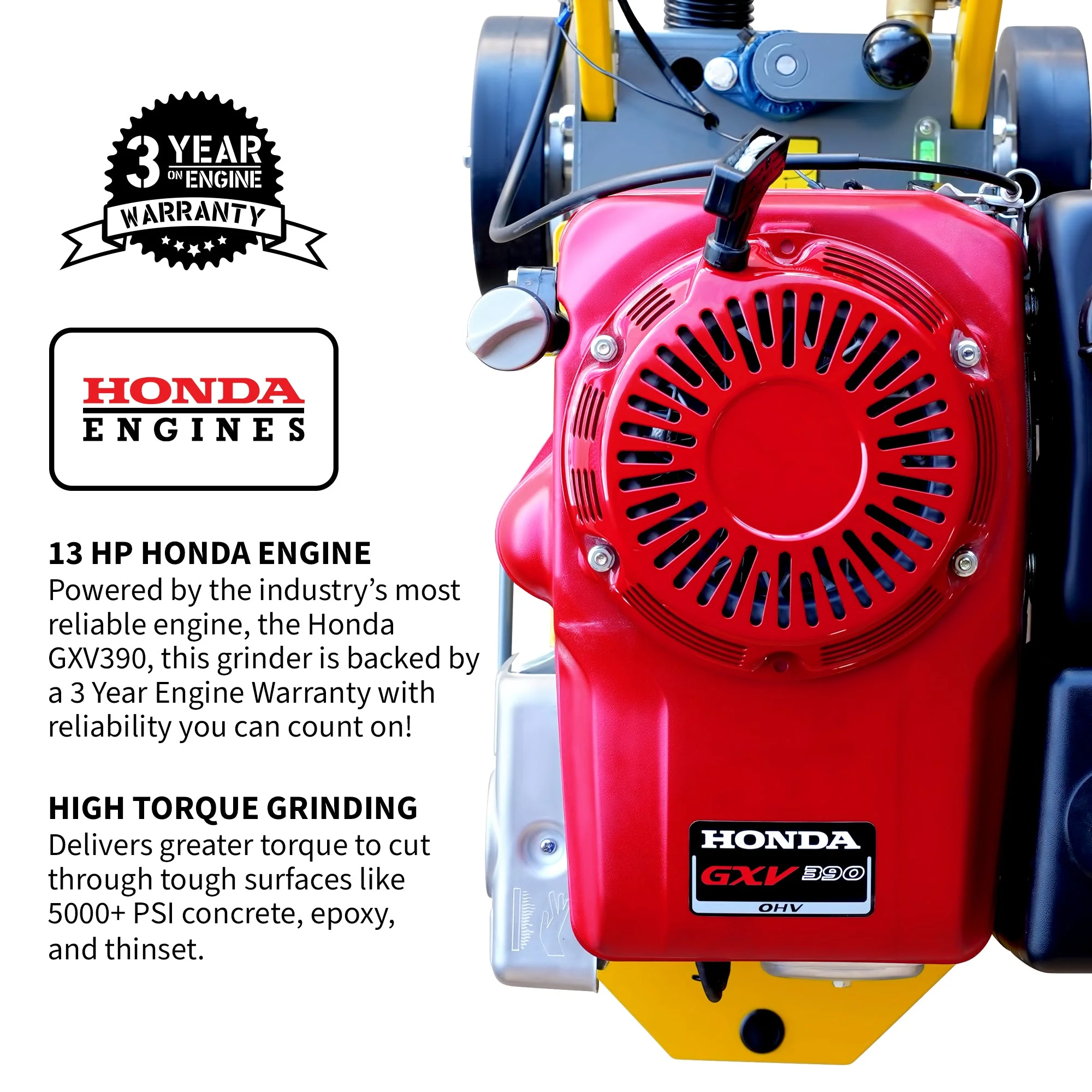 10" Honda Concrete Floor Grinder 10HP GXV390 Motor for Smoothing, Floor Prep, Coatings - Image 5