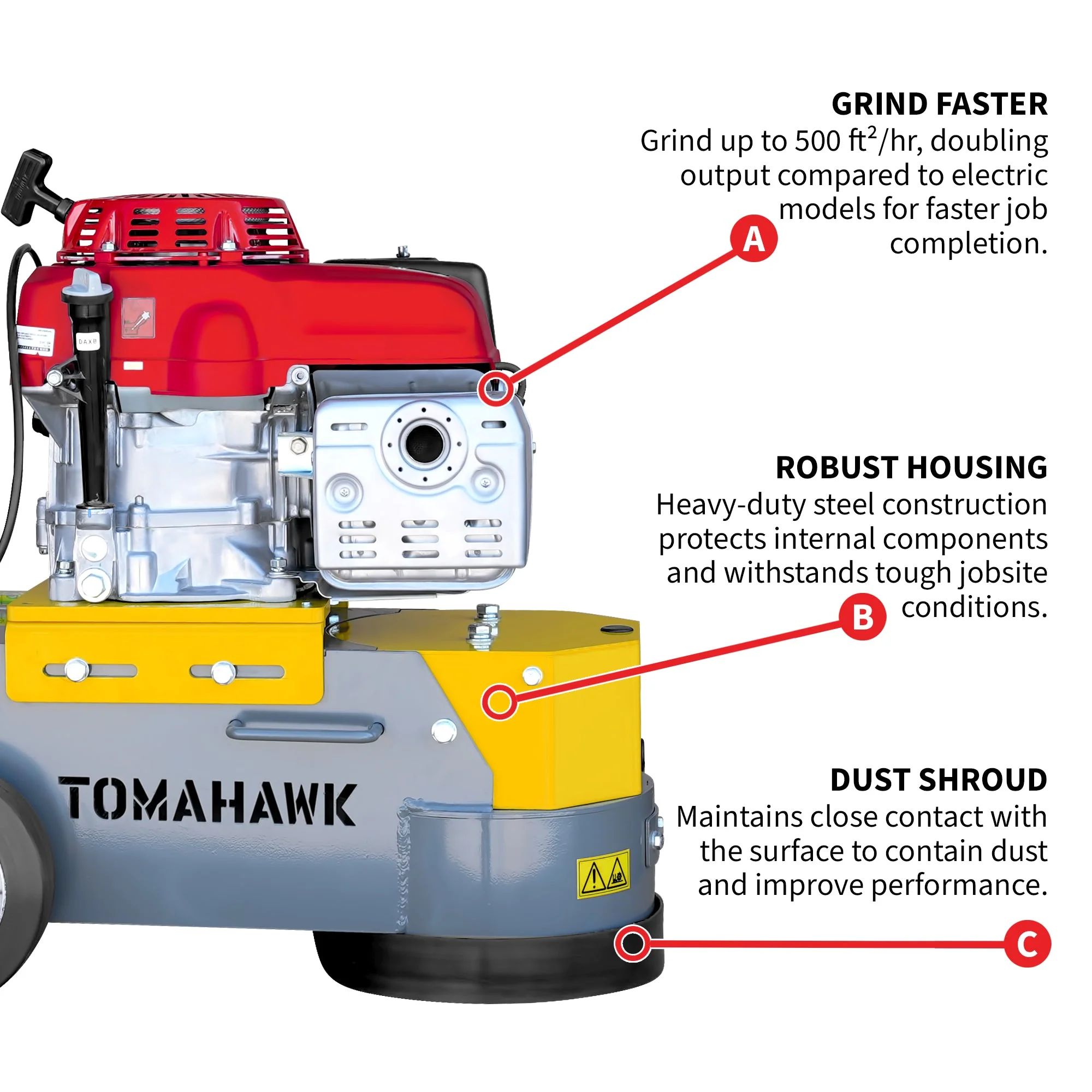 10" Honda Concrete Floor Grinder 10HP GXV390 Motor for Smoothing, Floor Prep, Coatings - Image 8