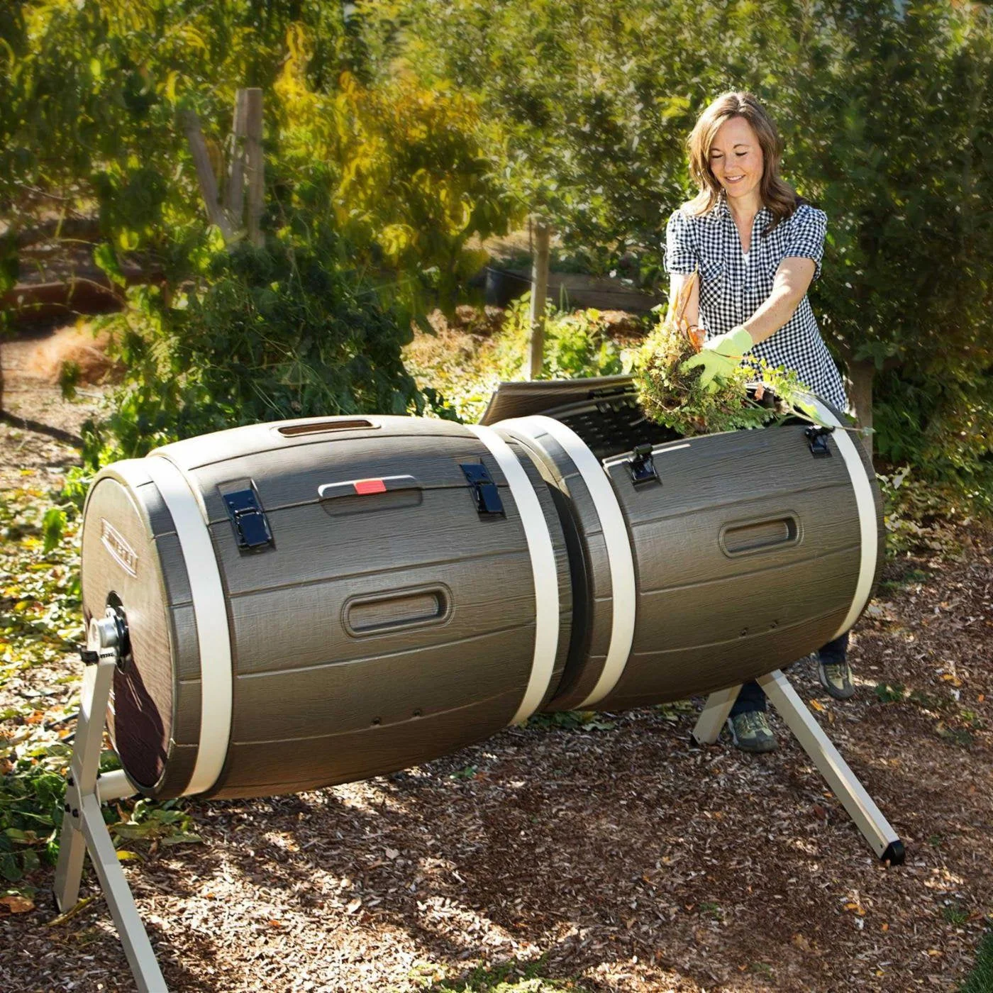 100-Gallon Compost Bin Tumbler Double Rotating Composter - Image 2