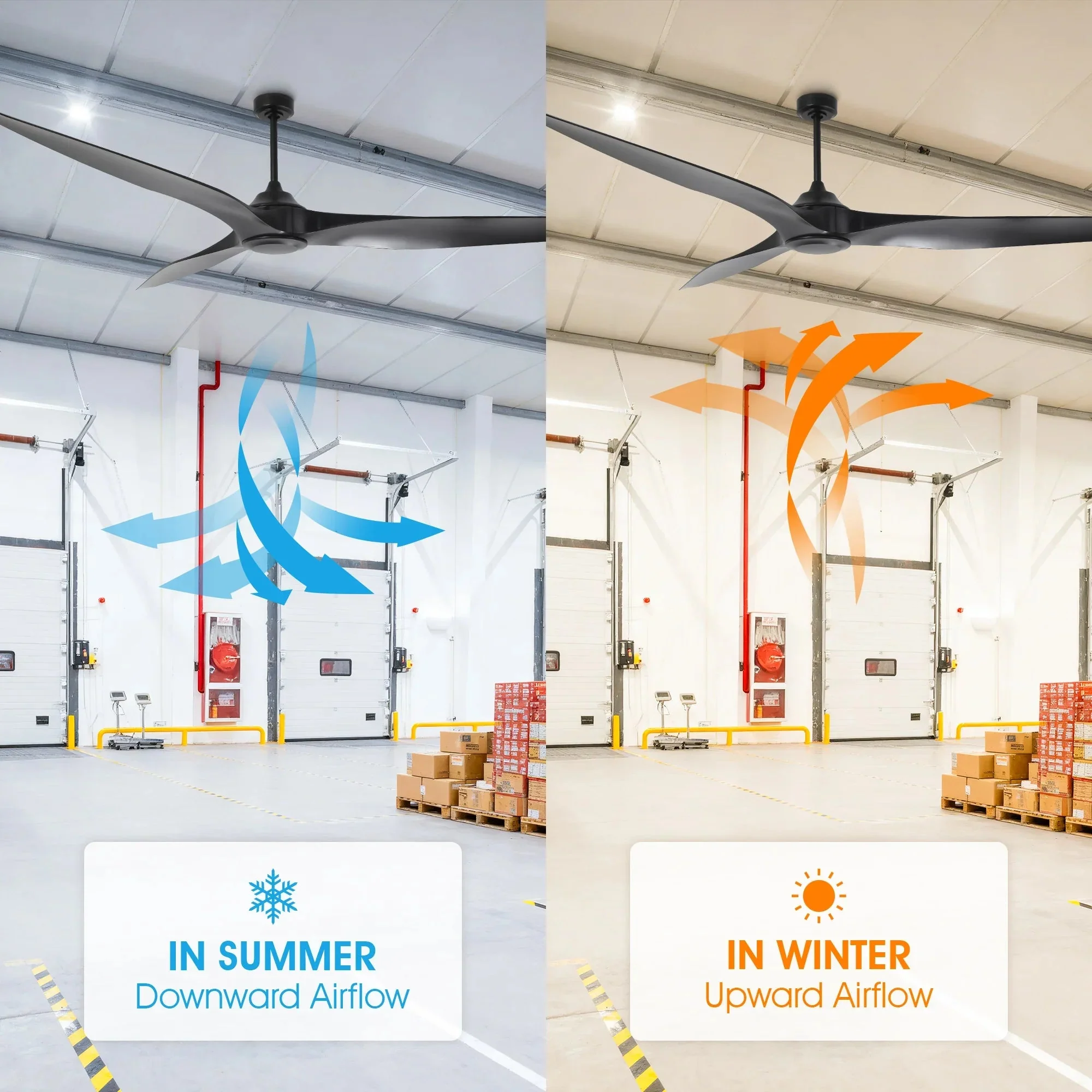 100 Inch Simon Black IP44 Outdoor Downrod Mount Ceiling Fan with Remote Control - Image 4