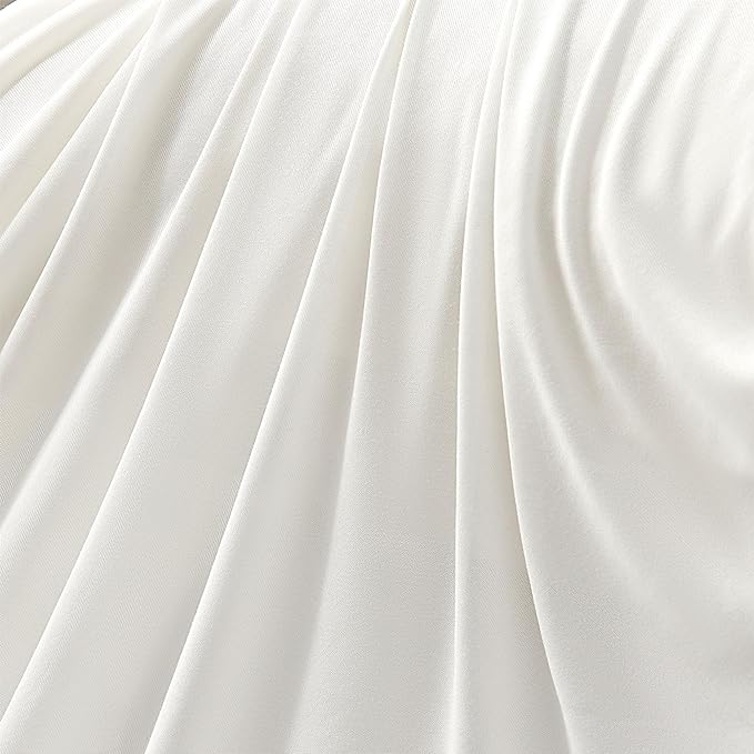 100% Microfiber Jersey Knit Sheet Set with Pillowcase-White - Image 4