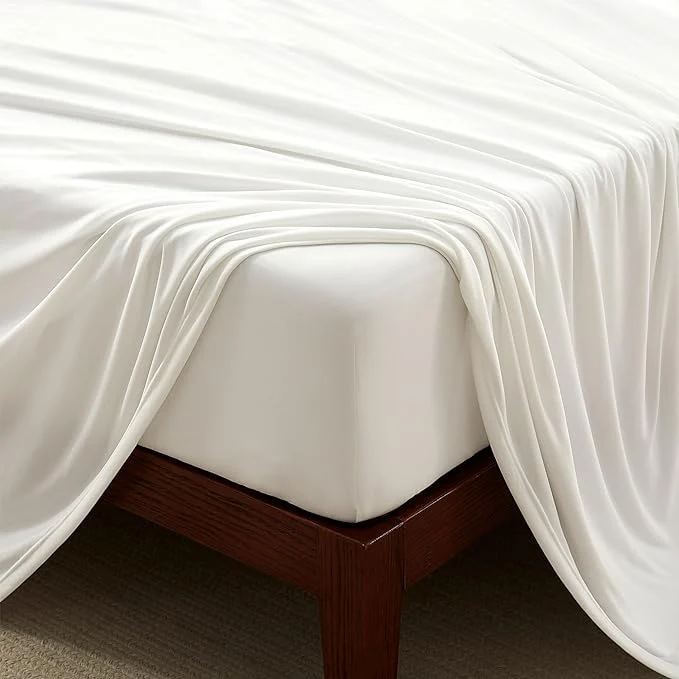 100% Microfiber Jersey Knit Sheet Set with Pillowcase-White - Image 5