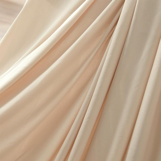 100% Microfiber Jersey Knit Sheet Set with Pillowcases-Beige - Image 6