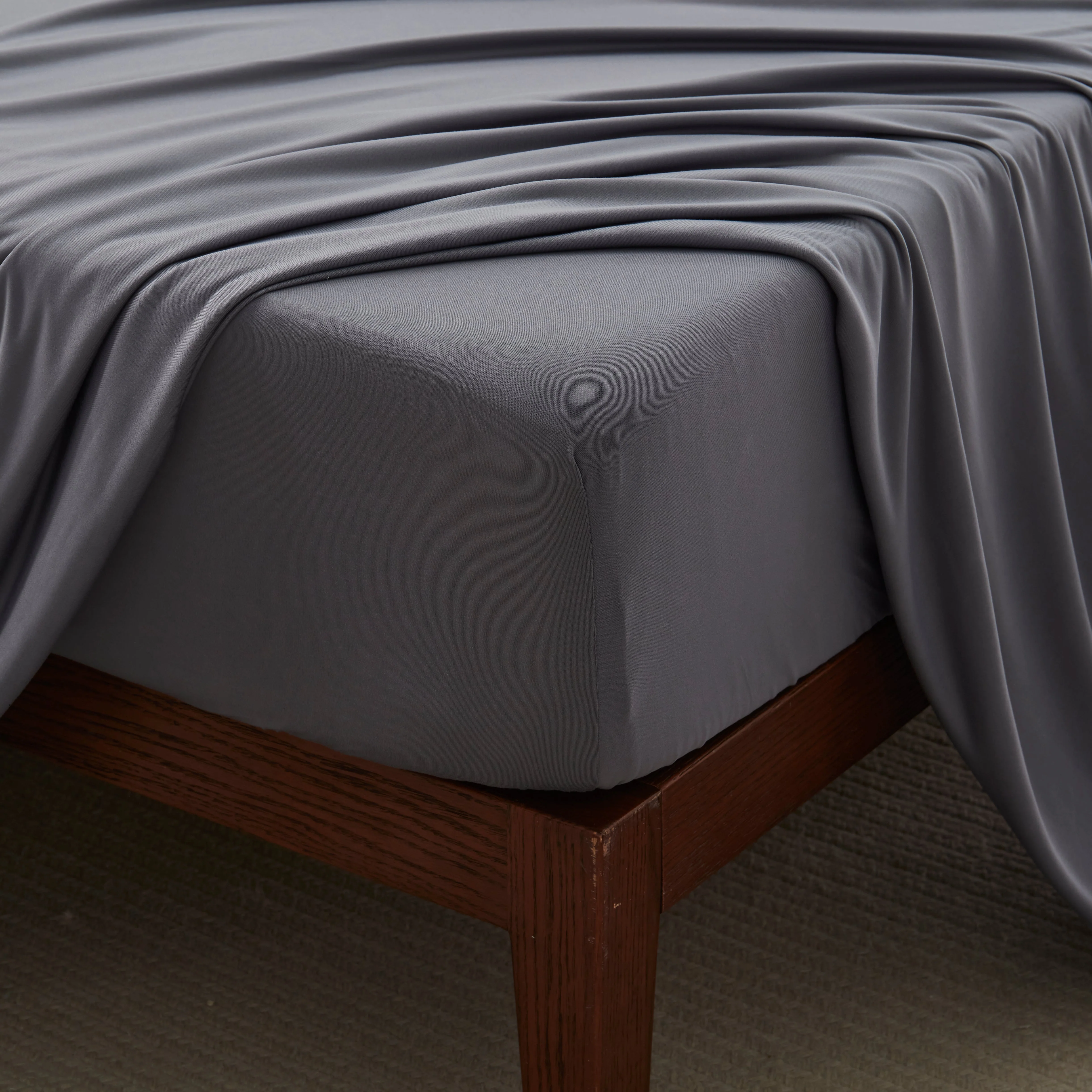 100% Microfiber Jersey Knit Sheet Set with Pillowcases-Grey - Image 4