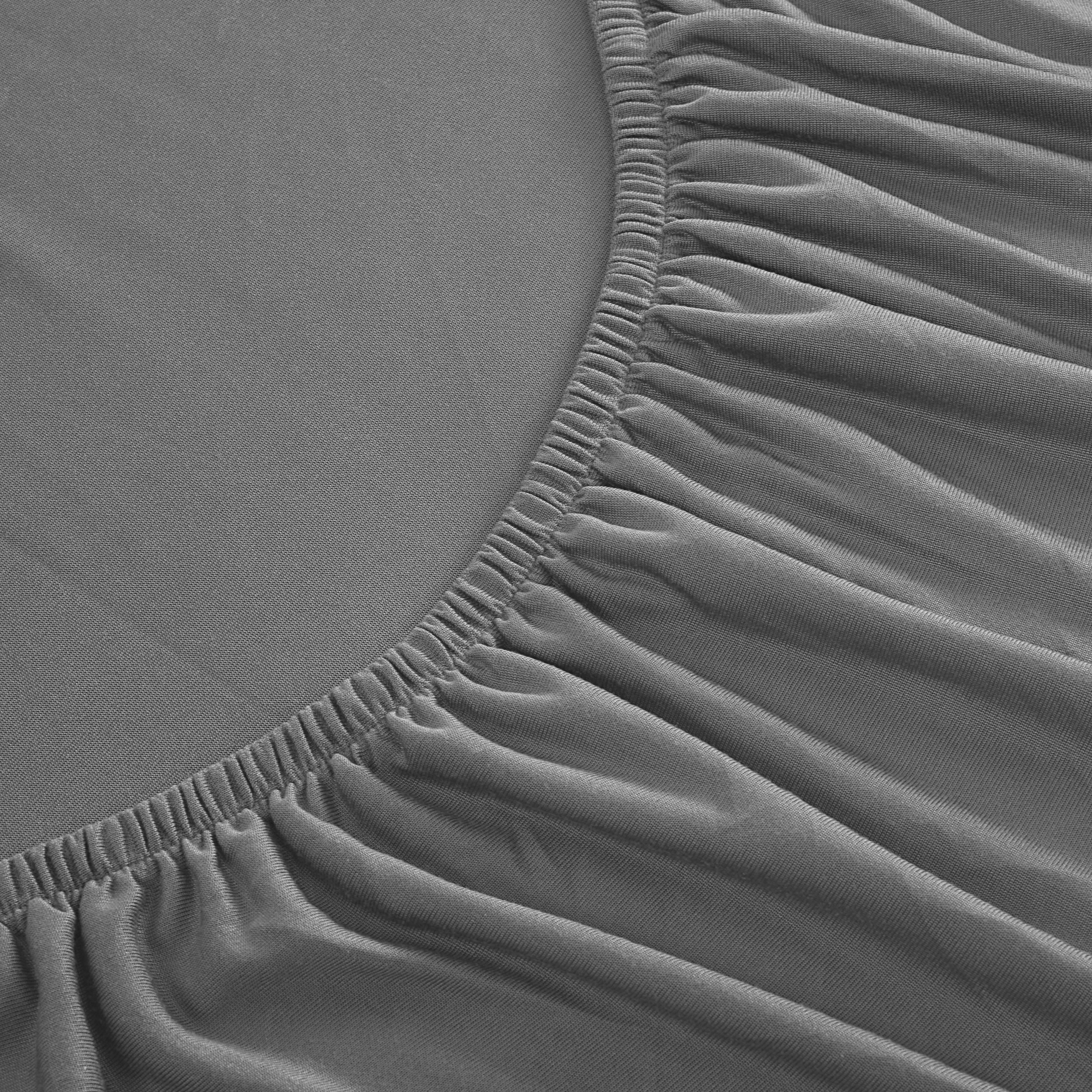 100% Microfiber Jersey Knit Sheet Set with Pillowcases-Grey - Image 7