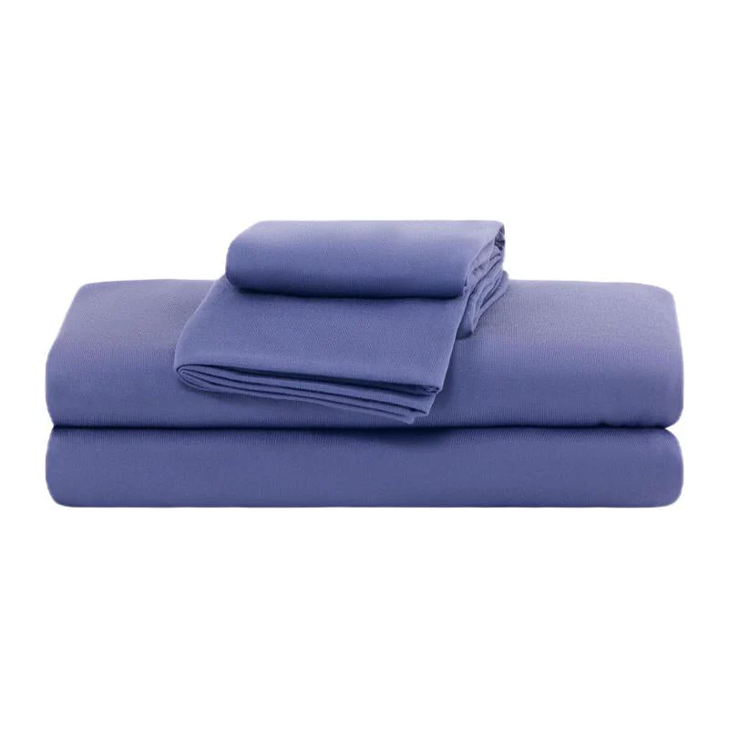 100% Microfiber Jersey Knit Sheet Set with Pillowcases-Navy - Image 3