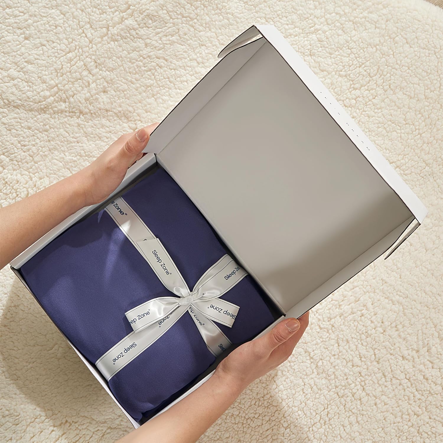 100% Microfiber Jersey Knit Sheet Set with Pillowcases-Navy - Image 4