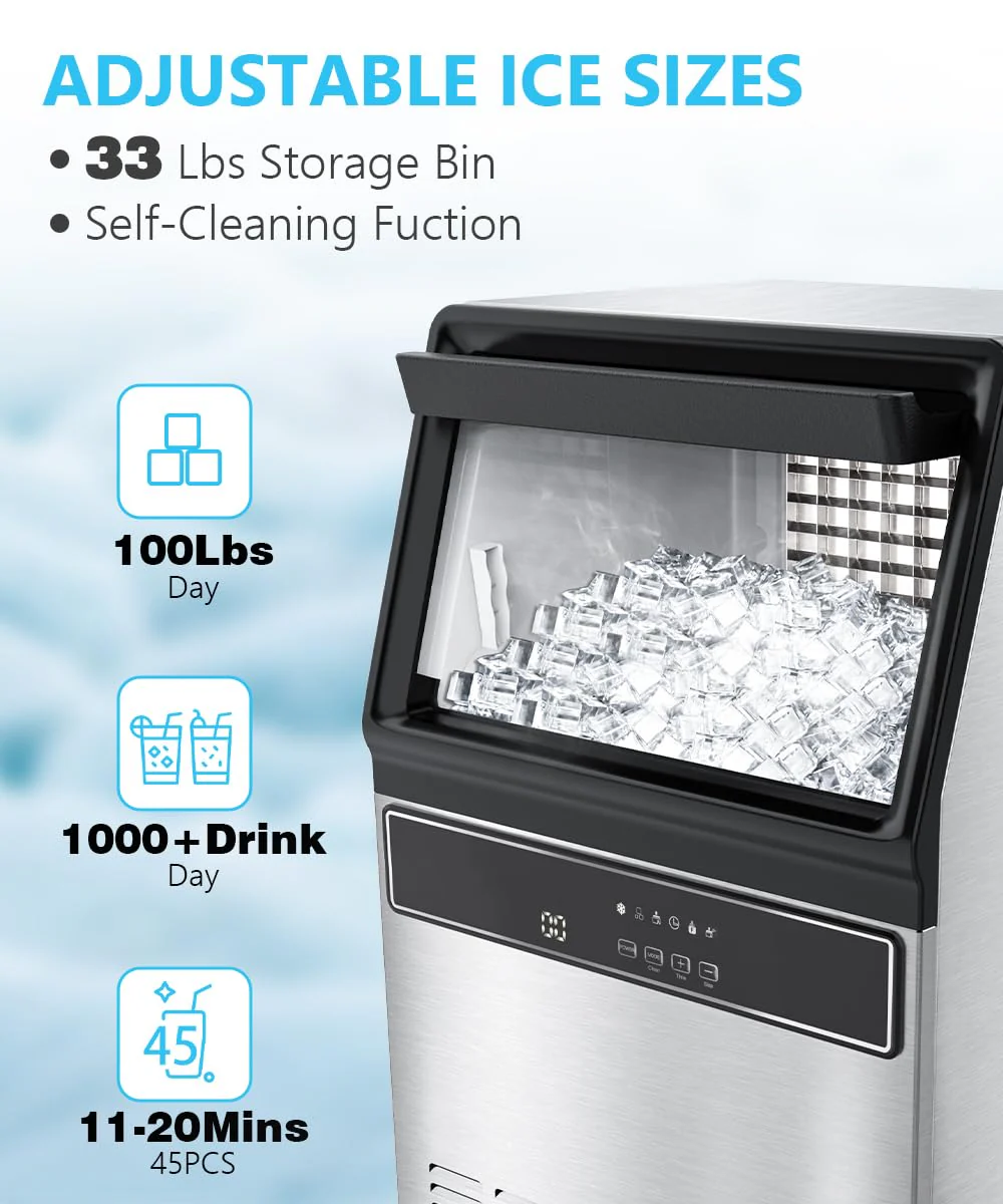 100LBS/200LBS/265LBS Freestanding Commercial Ice Maker Z5845A - Image 26