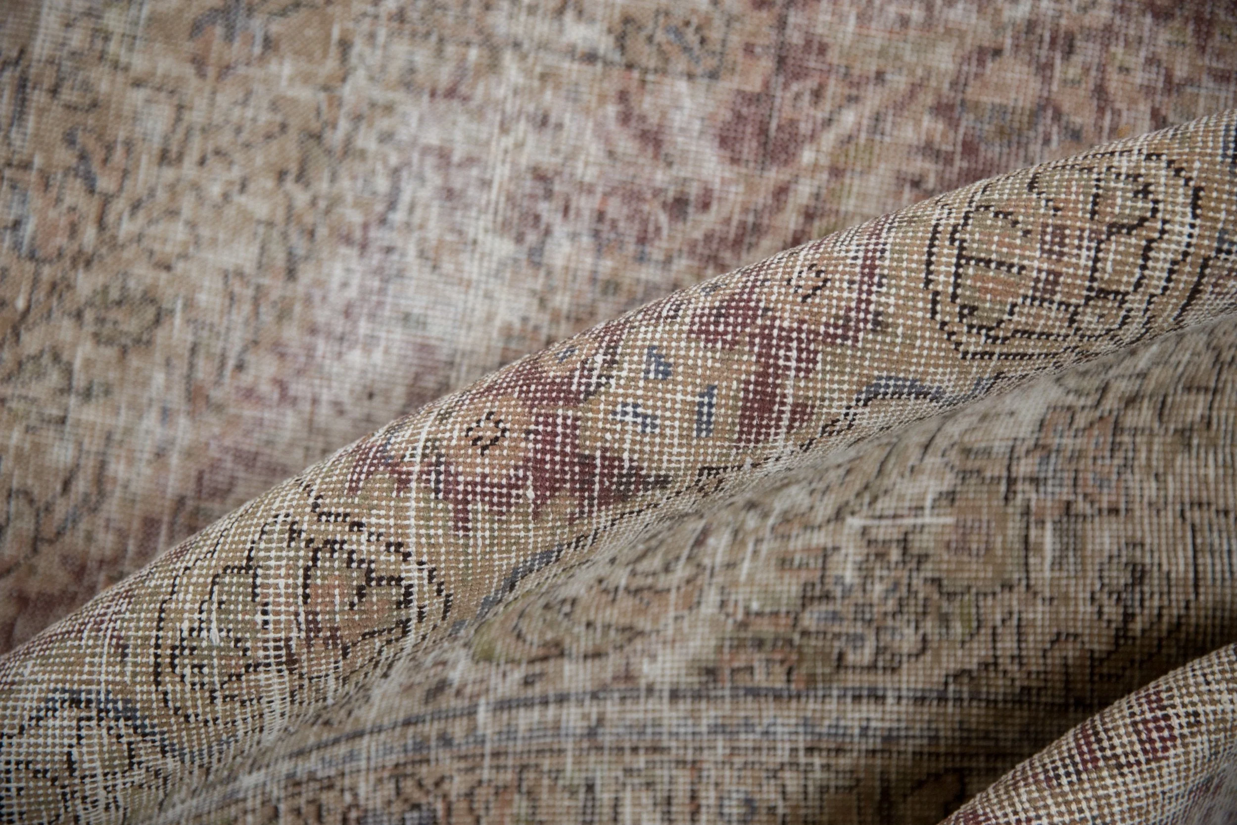 10x12.5 Vintage Distressed Tabriz Carpet - Image 10