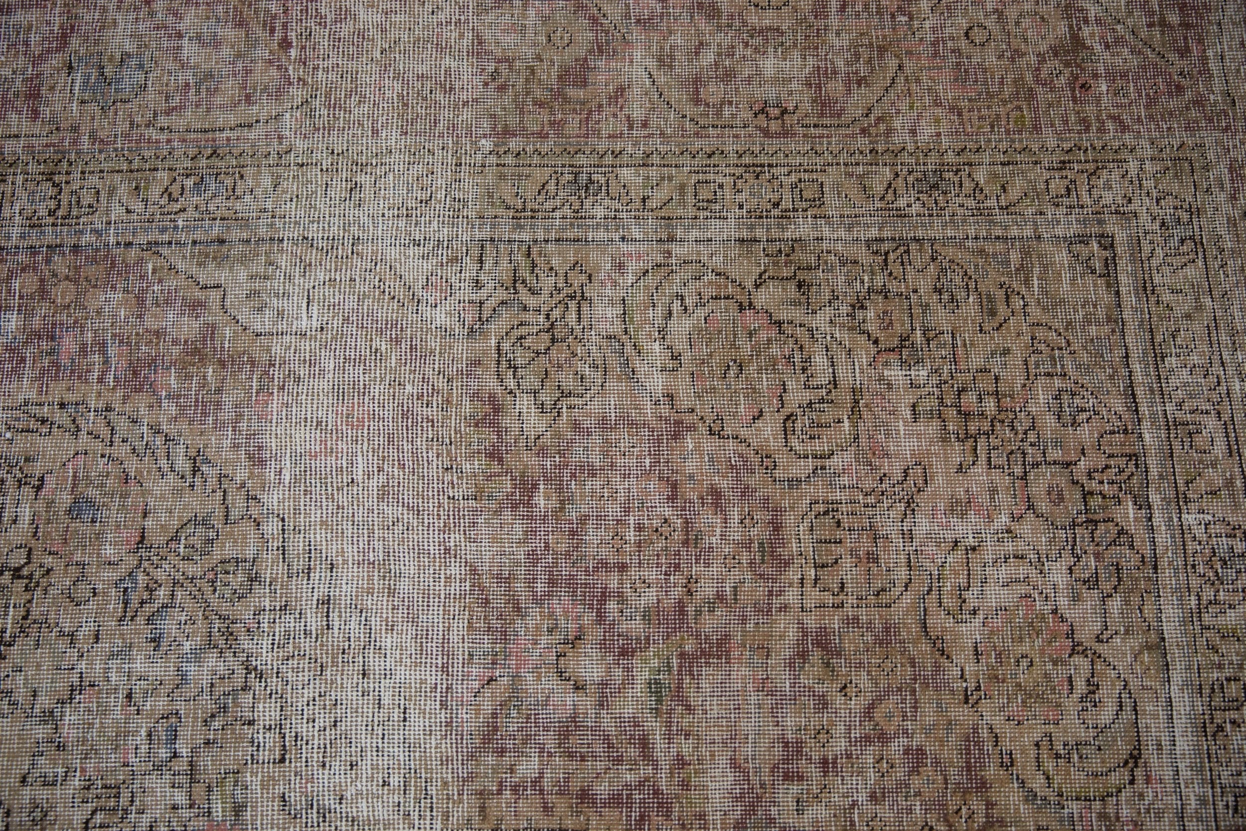 10x12.5 Vintage Distressed Tabriz Carpet - Image 6