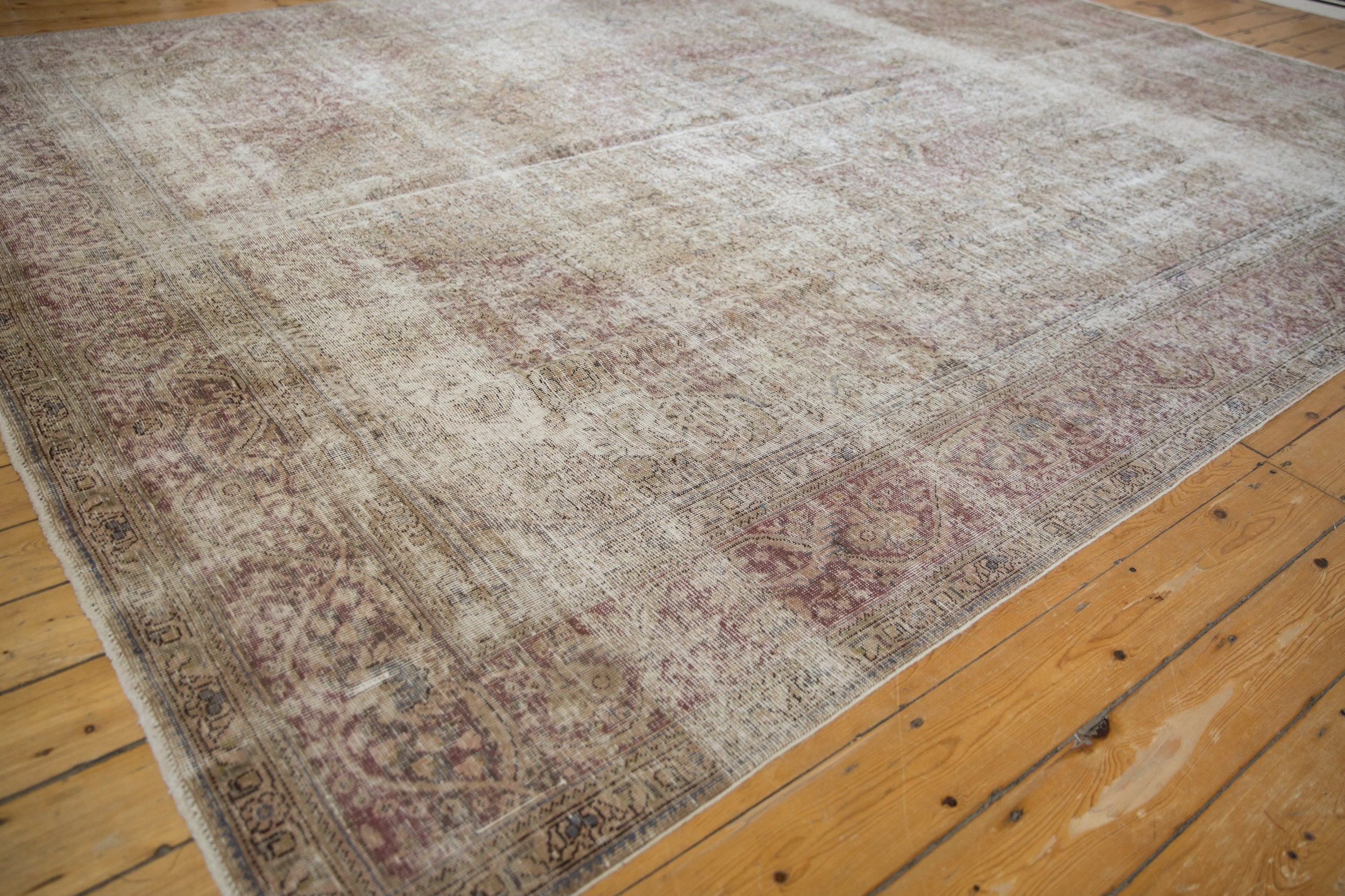 10x12.5 Vintage Distressed Tabriz Carpet - Image 8