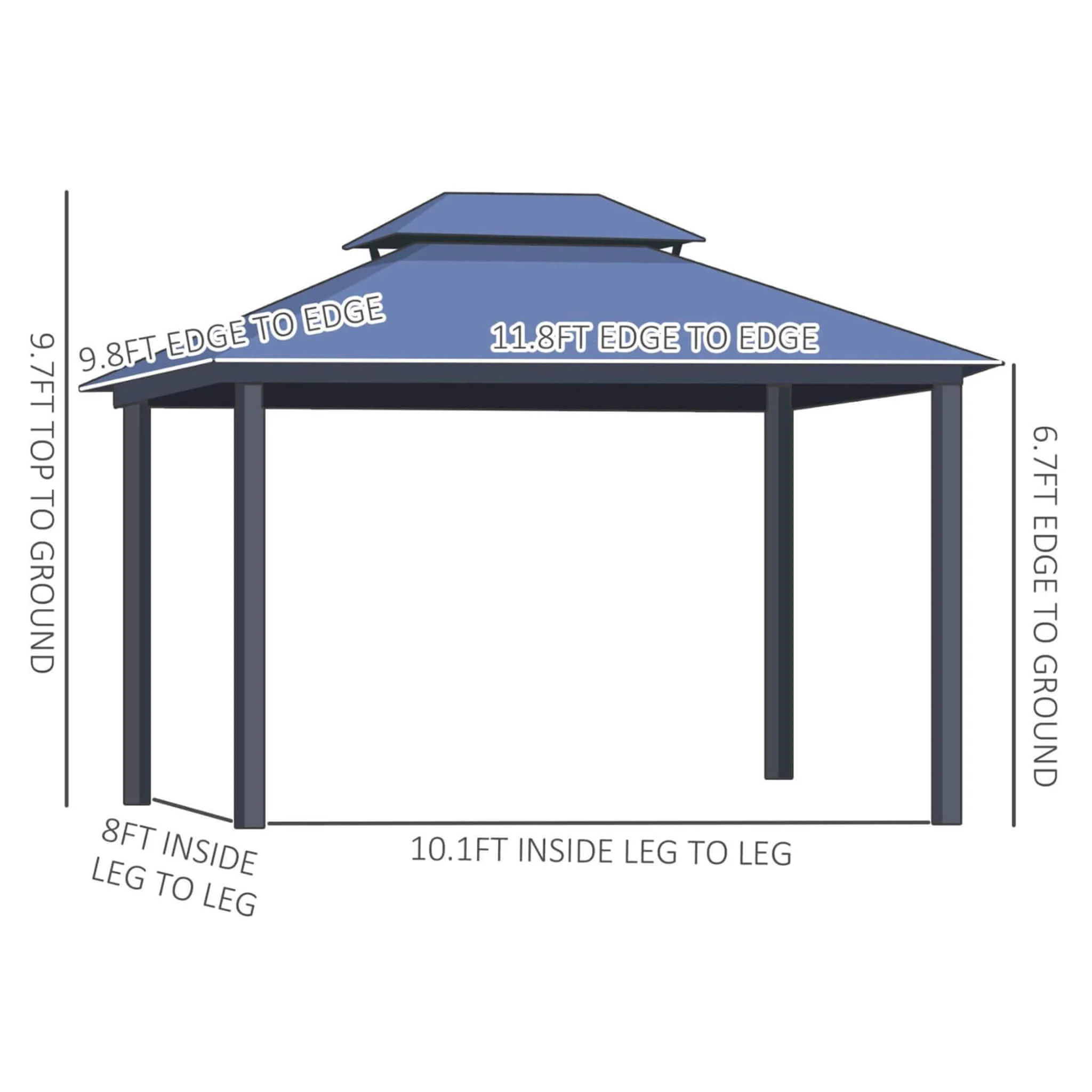 [10X12FT] Alora Hardtop Gazebo Canopy With Polycarbonate Double Roof, Netting, And Curtains (SAK15672) - Image 6