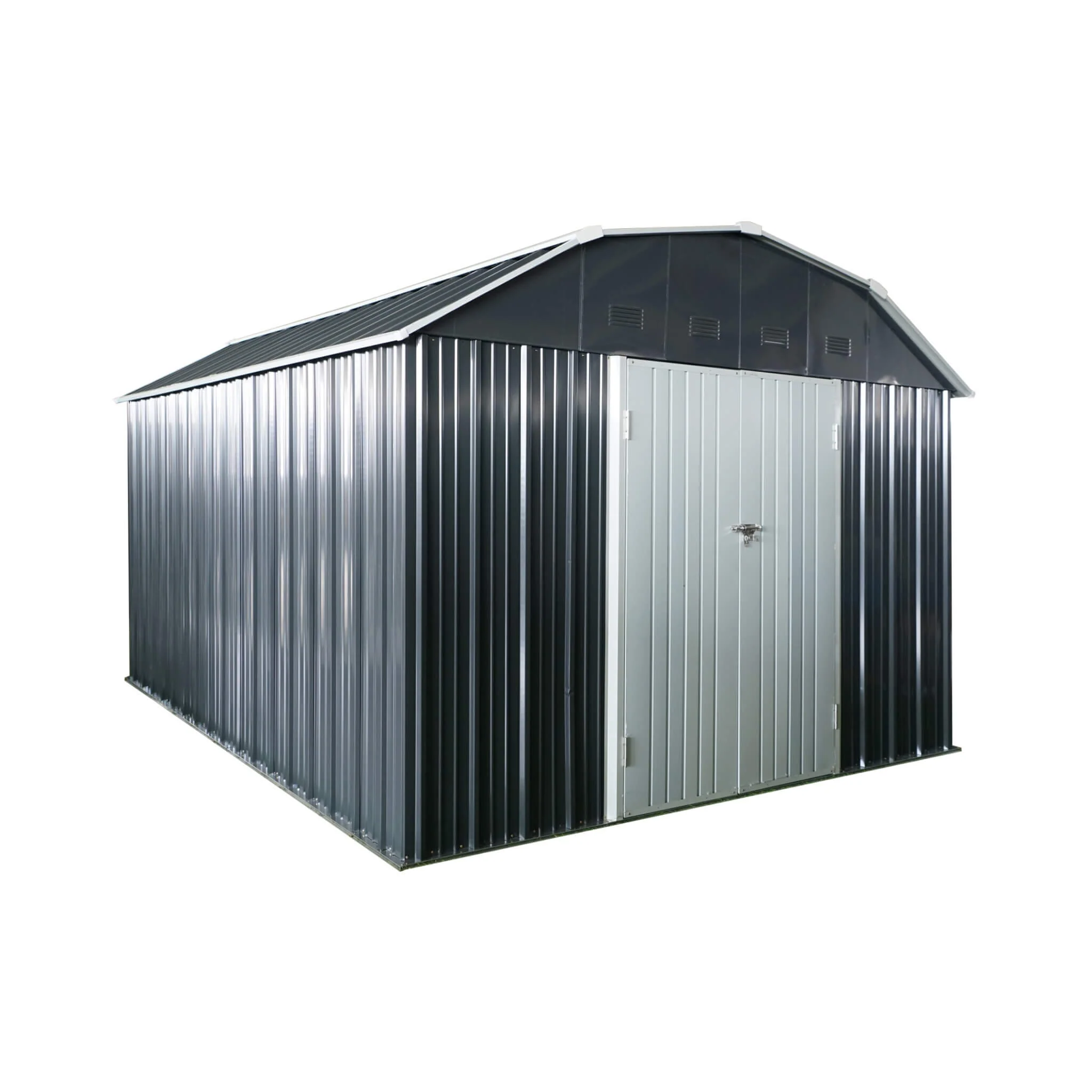 [10X12FT] Alora Heavy-Duty Outdoor Metal Garden Backyard Shed With Arch Roof And Lockable Doors (SAK57431) - Image 3