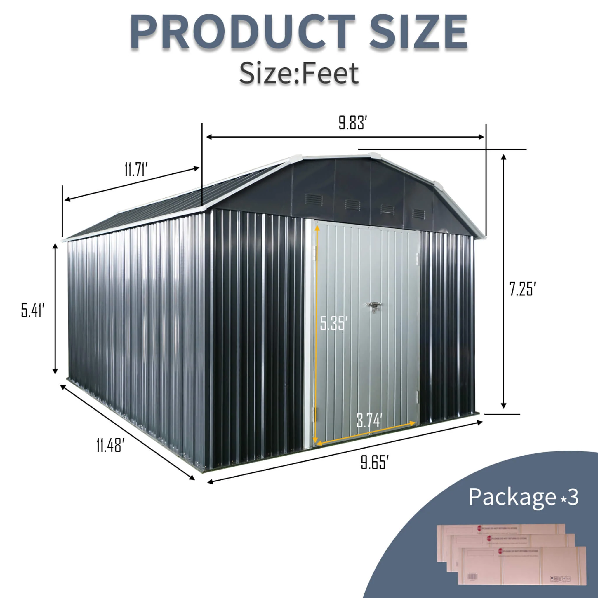 [10X12FT] Alora Heavy-Duty Outdoor Metal Garden Backyard Shed With Arch Roof And Lockable Doors (SAK57431) - Image 8