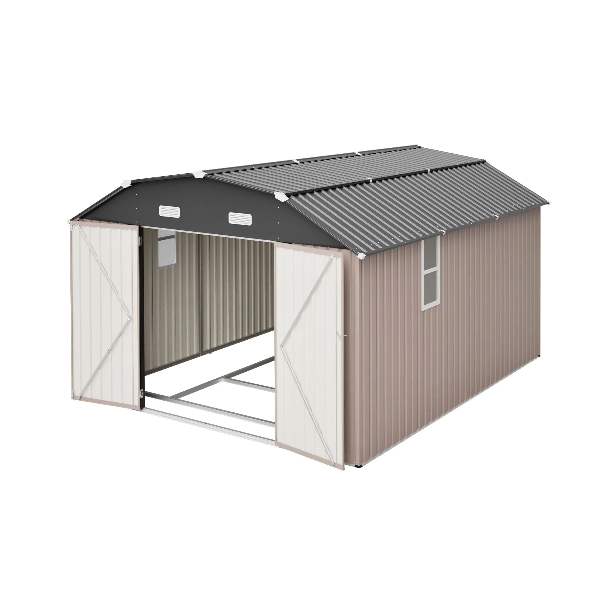 [10X12FT] Alora Heavy-Duty Outdoor Metal Storage Shed With Floor (SAK91820) - Image 3