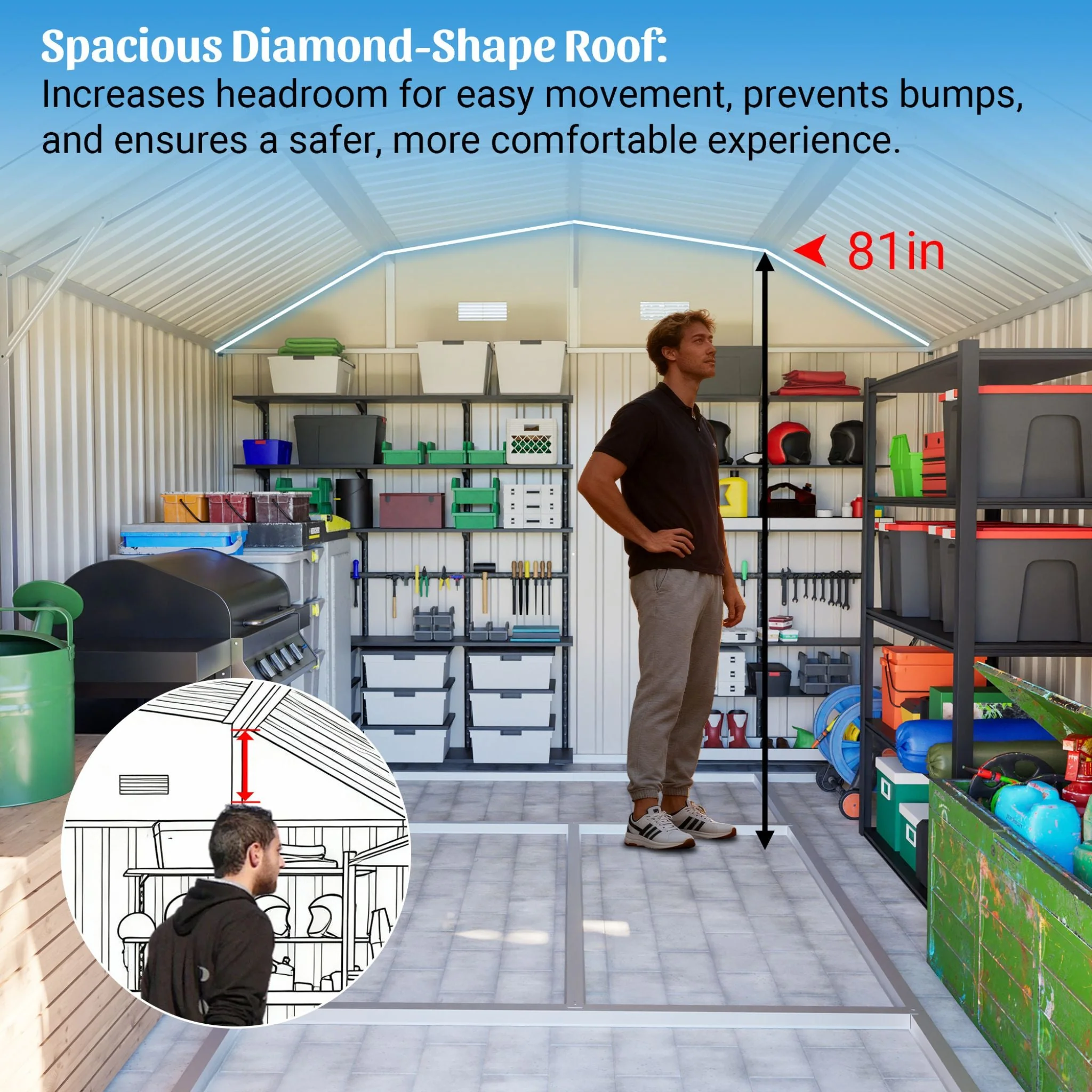 [10X12FT] Alora Heavy-Duty Outdoor Metal Storage Shed With Floor (SAK91820) - Image 4
